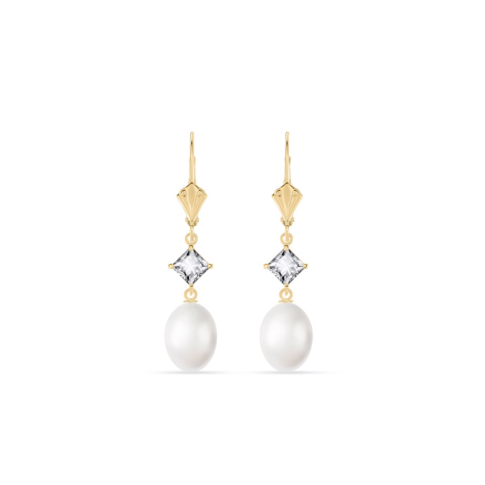 Yellow Gold Petal Earrings Pearl 10K — Fabiola