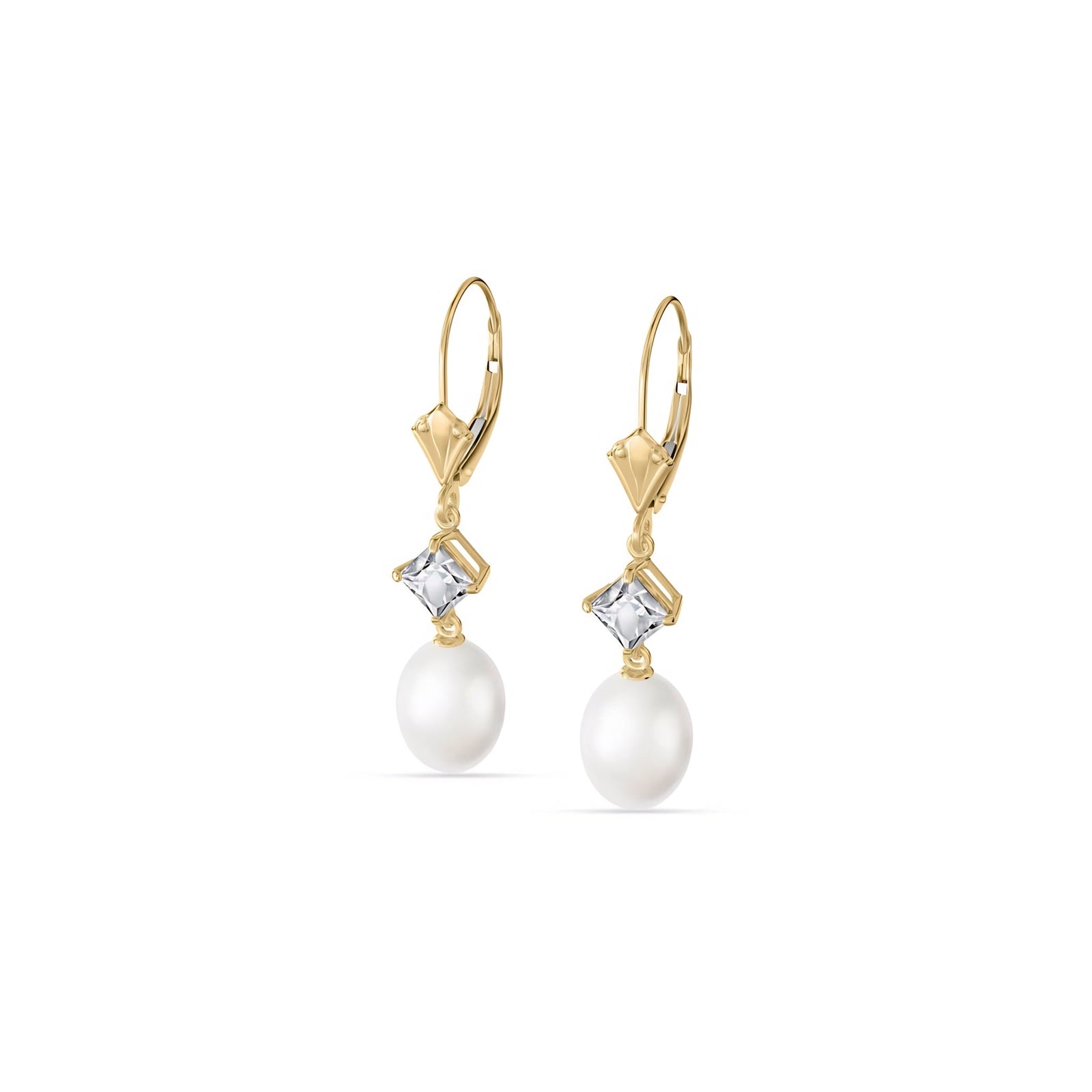 Yellow Gold Petal Earrings Pearl 10K — Fabiola