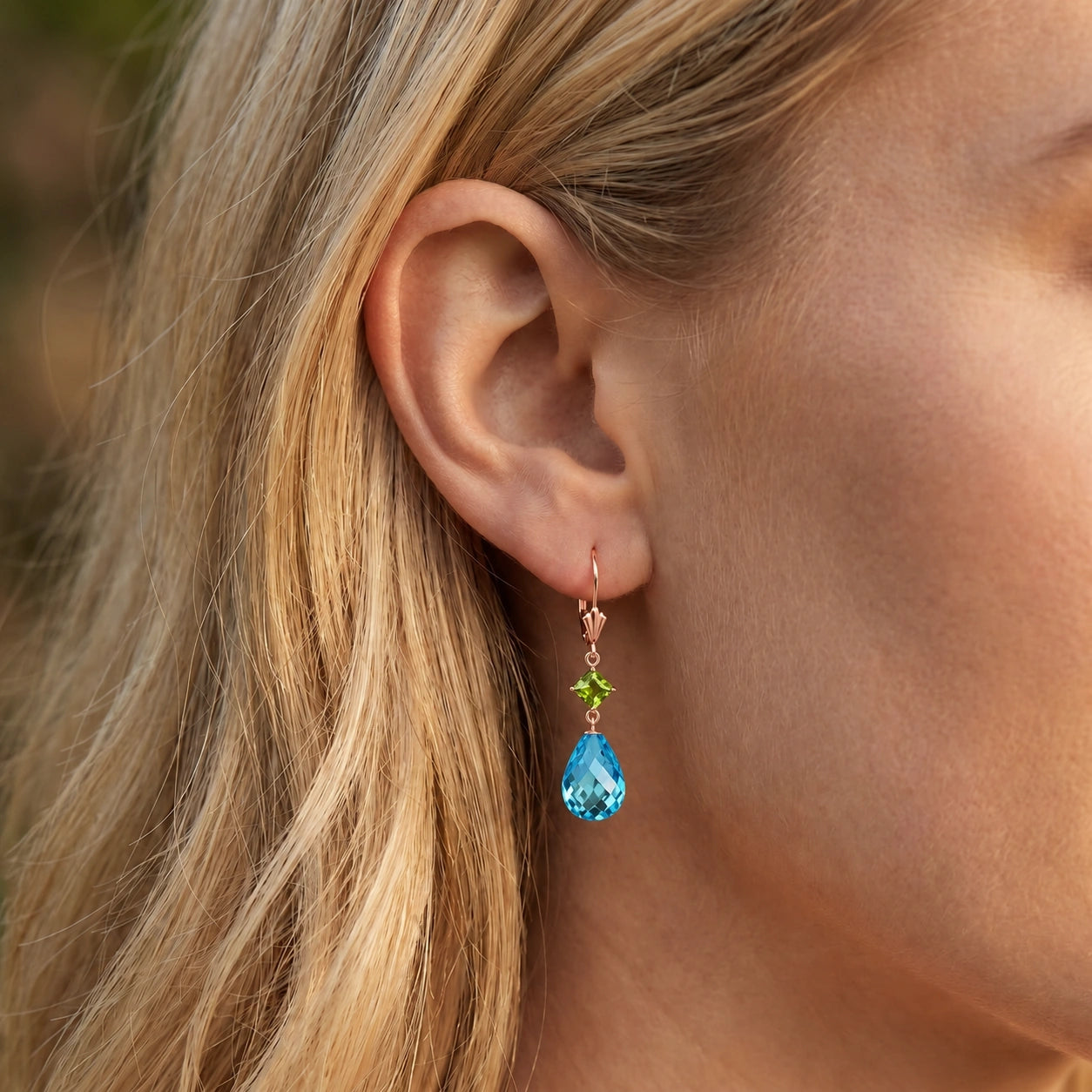 Rose Gold Petal Earrings Ruby 10K — Fabiola