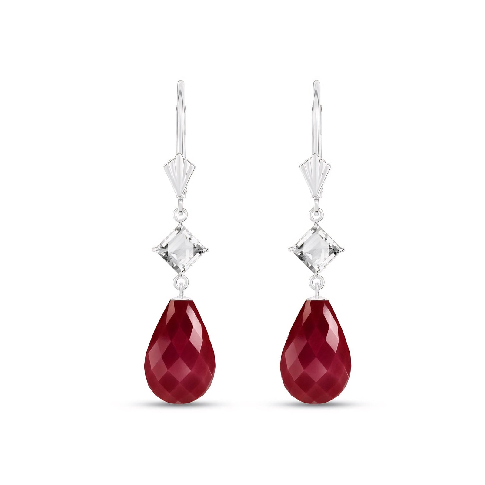 White Gold Petal Earrings Ruby 10K — Fabiola