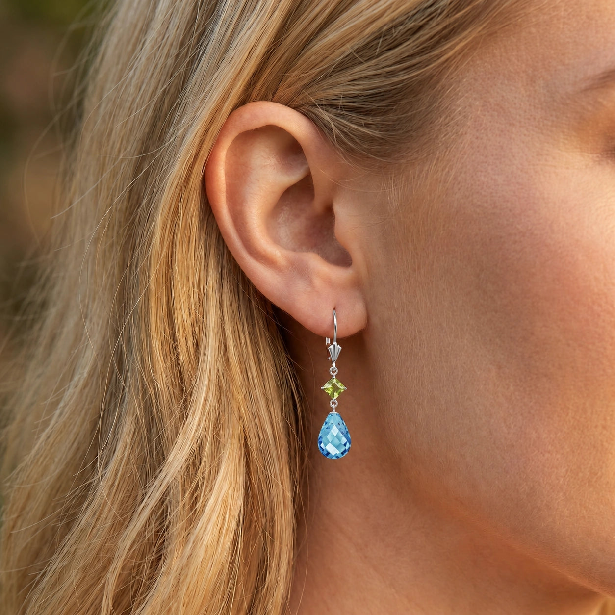 White Gold Petal Earrings Ruby 10K — Fabiola