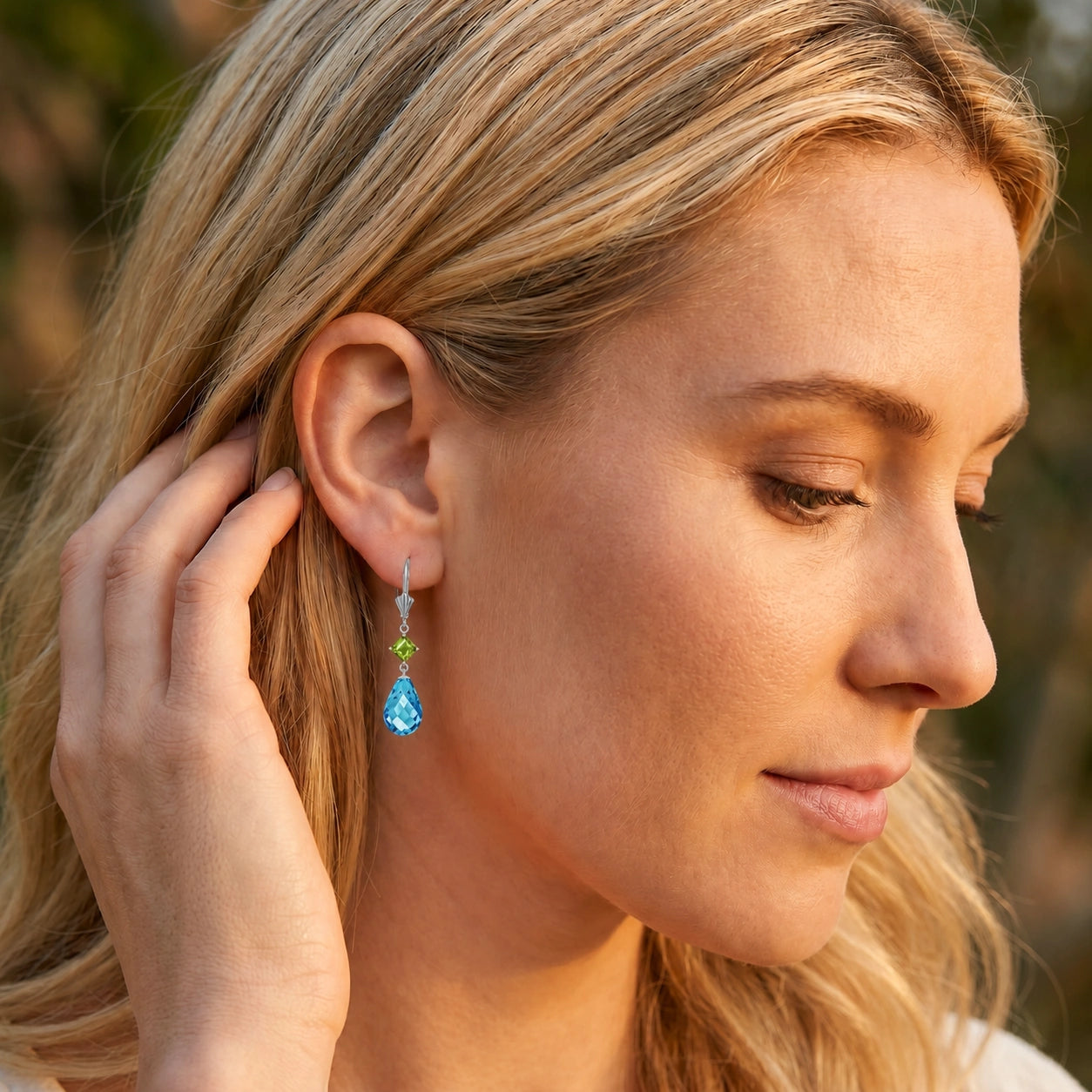 White Gold Petal Earrings Ruby 10K — Fabiola