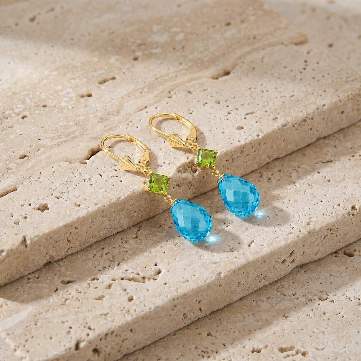 Yellow Gold Petal Earrings Ruby 10K — Fabiola