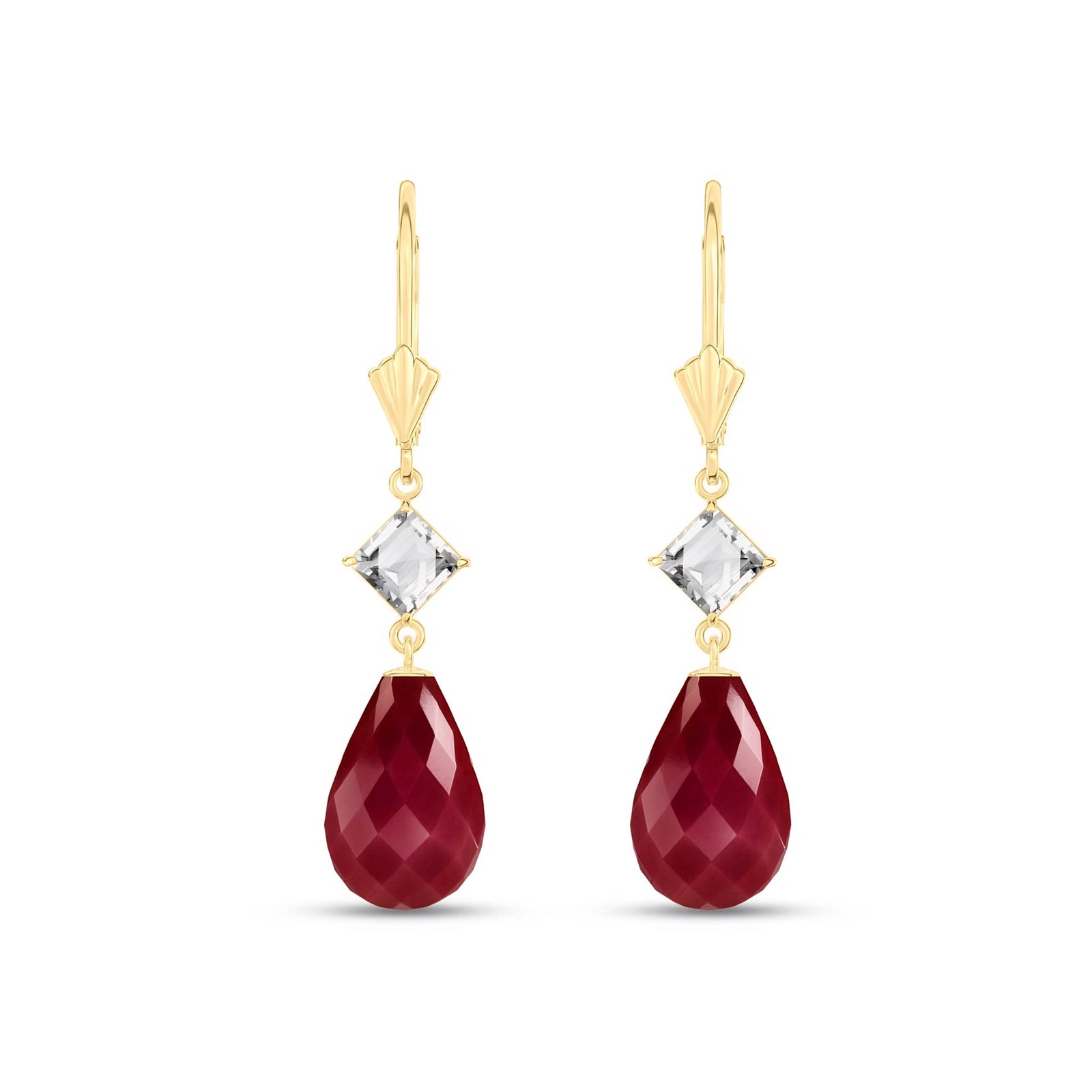 Yellow Gold Petal Earrings Ruby 10K — Fabiola