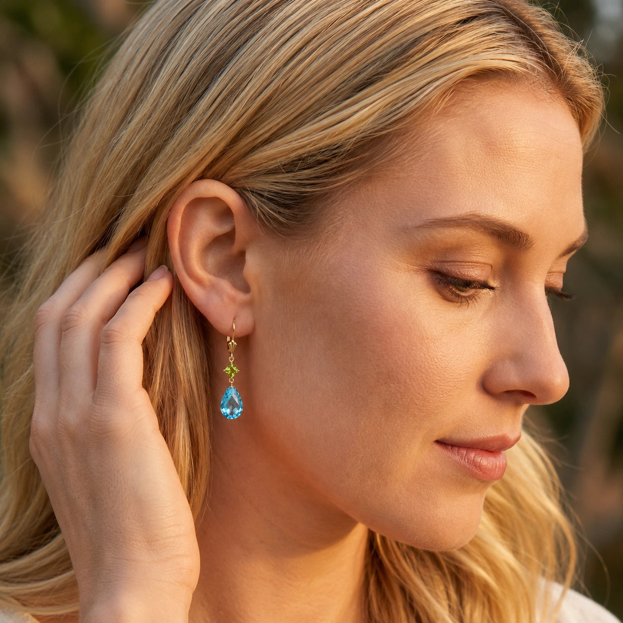 Yellow Gold Petal Earrings Ruby 10K — Fabiola
