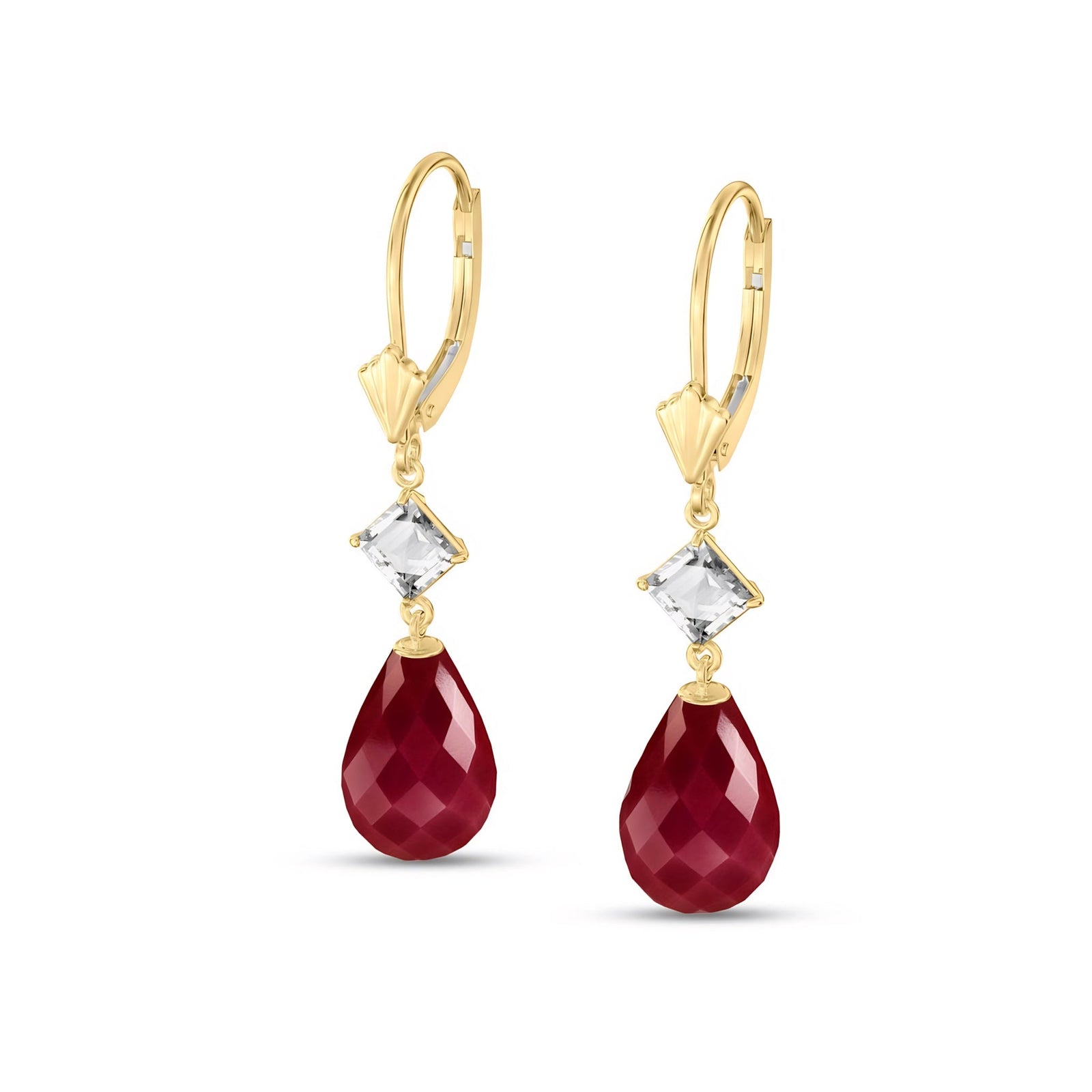 Yellow Gold Petal Earrings Ruby 10K — Fabiola