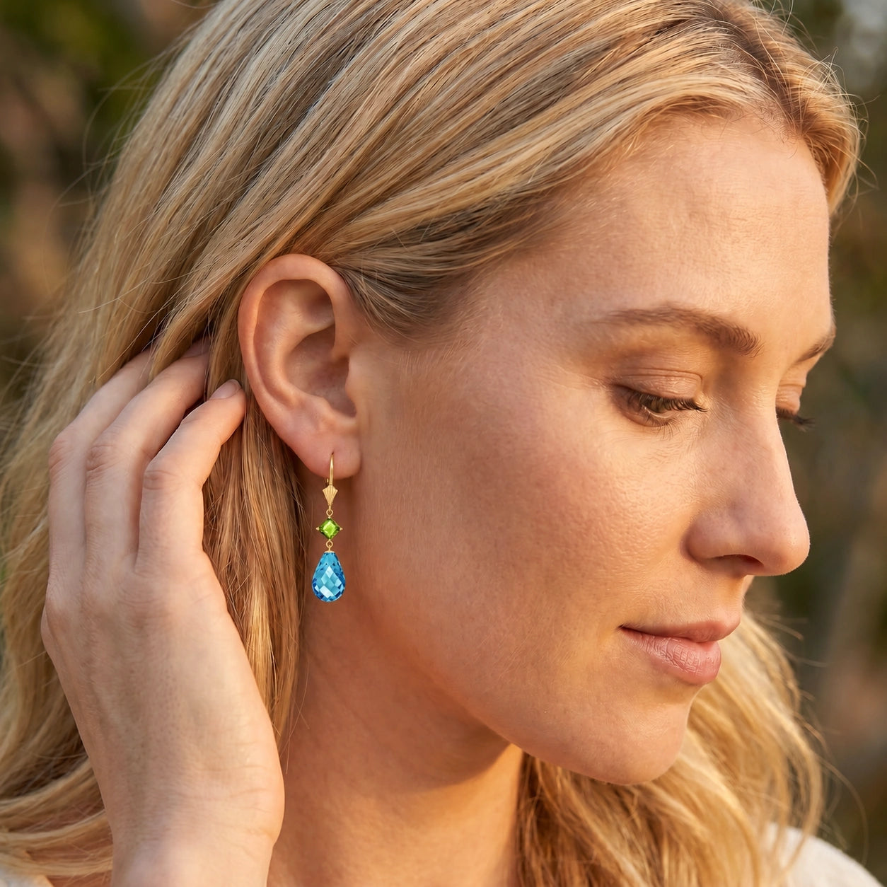 Yellow Gold Petal Earrings Ruby 10K — Fabiola