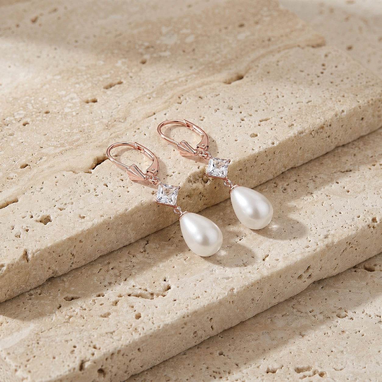 Rose Gold Petal Earrings Sapphire 10K — Fabiola