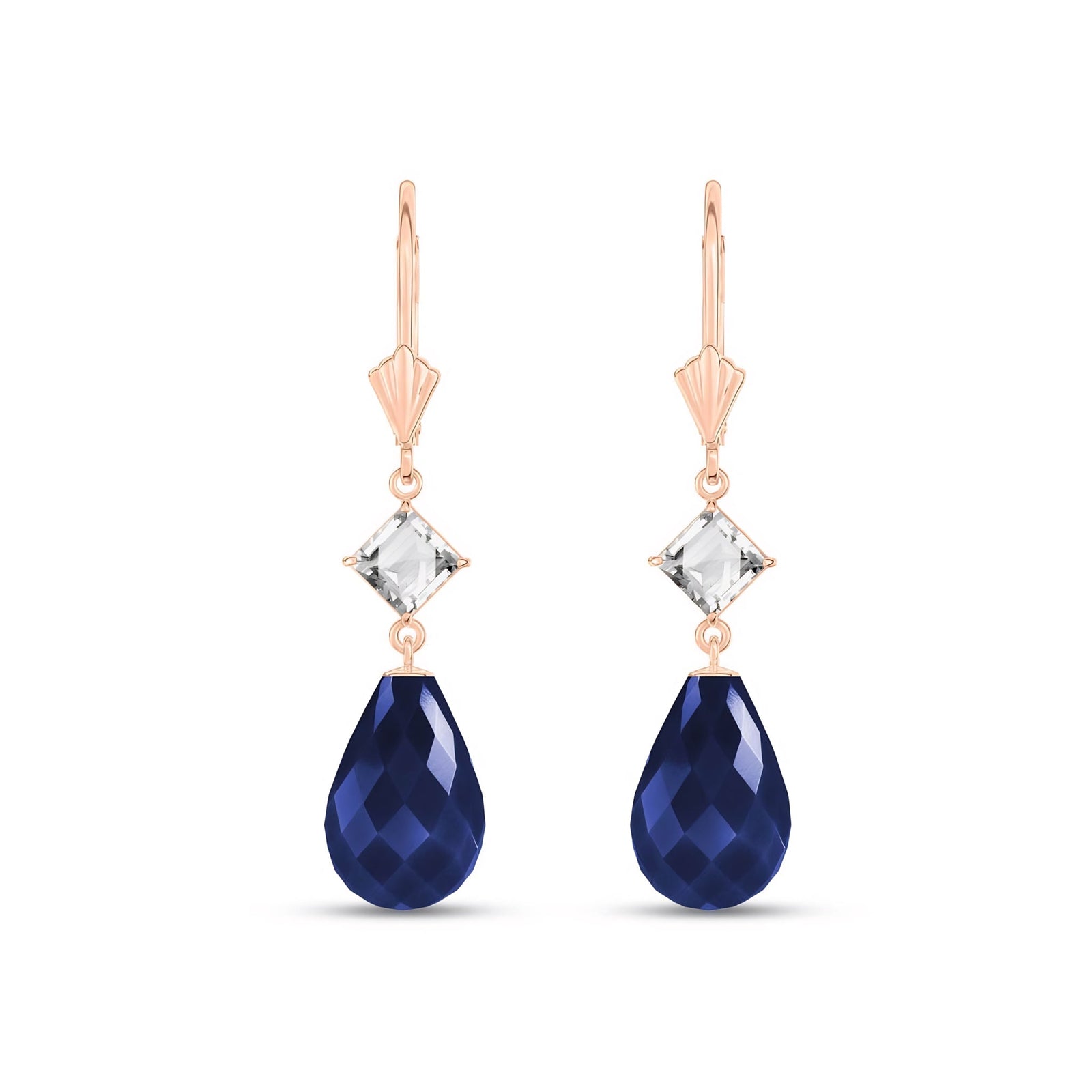 Rose Gold Petal Earrings Sapphire 10K — Fabiola