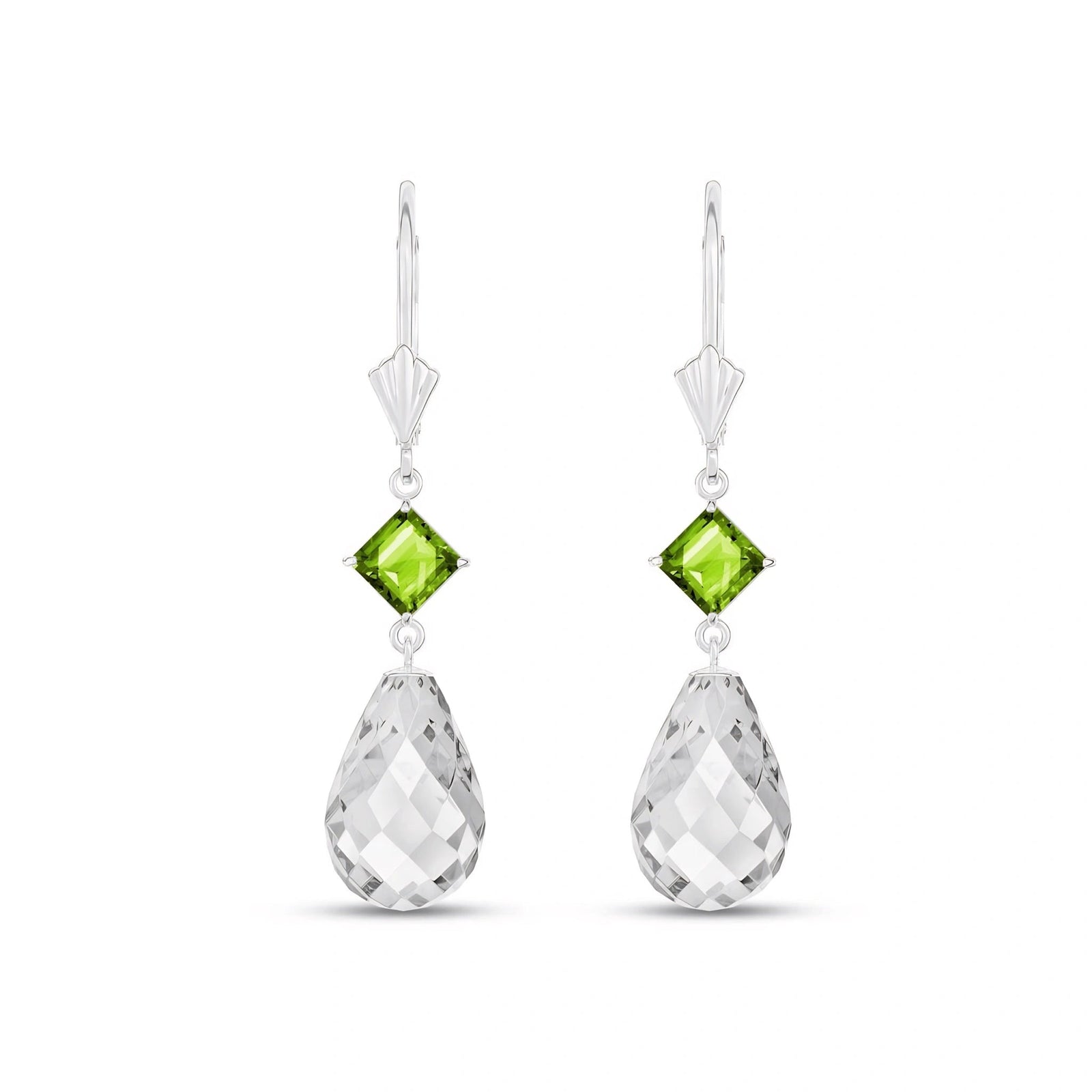 White Gold Petal Earrings Sapphire 10K — Fabiola