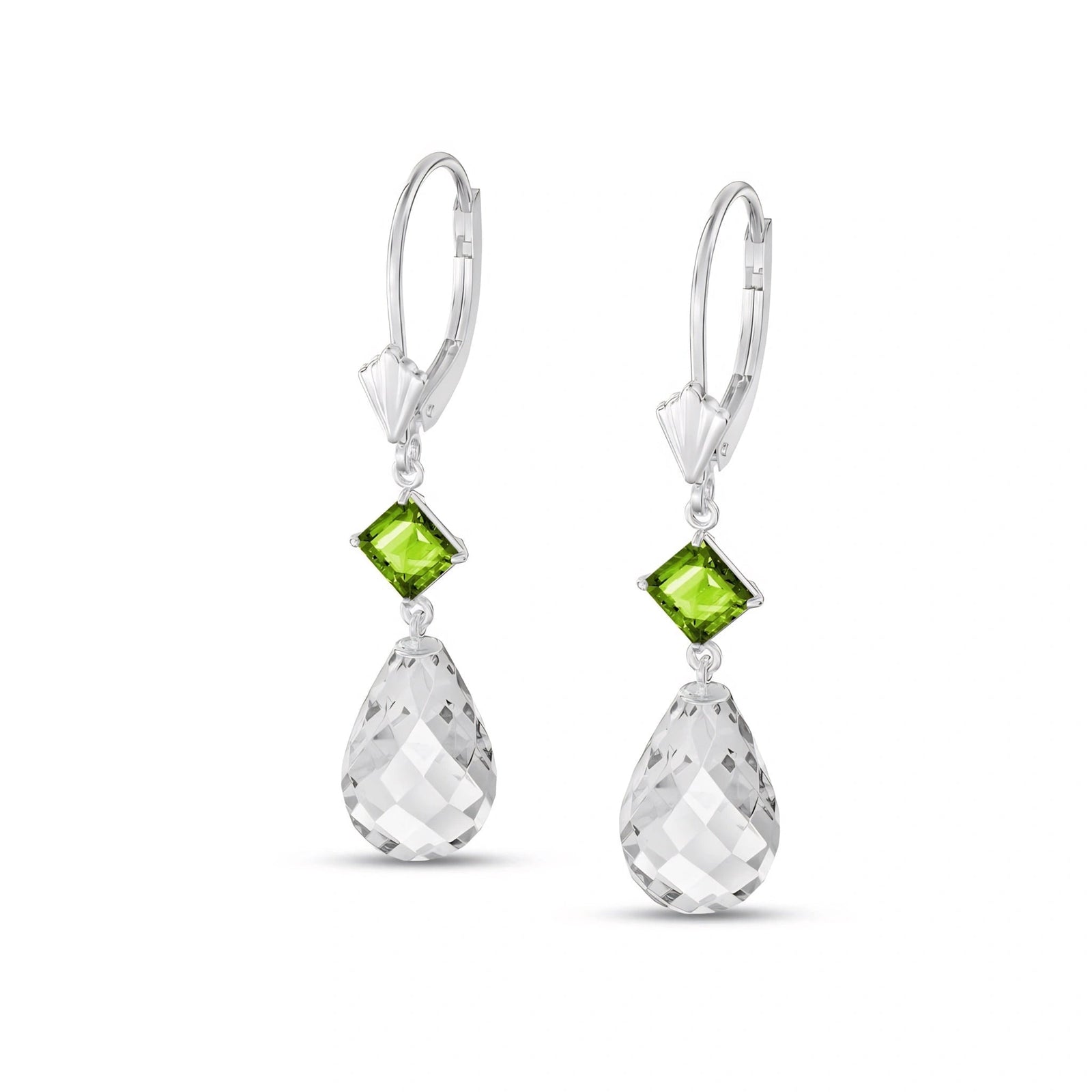 White Gold Petal Earrings Sapphire 10K — Fabiola