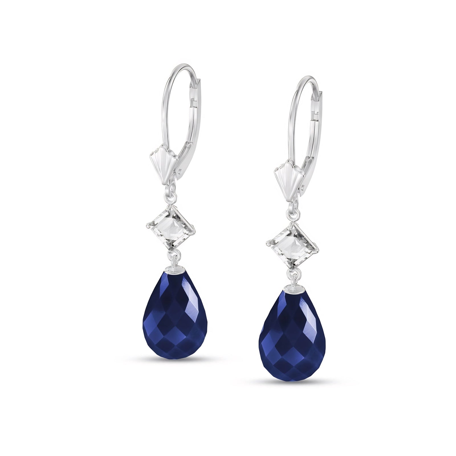 White Gold Petal Earrings Sapphire 10K — Fabiola