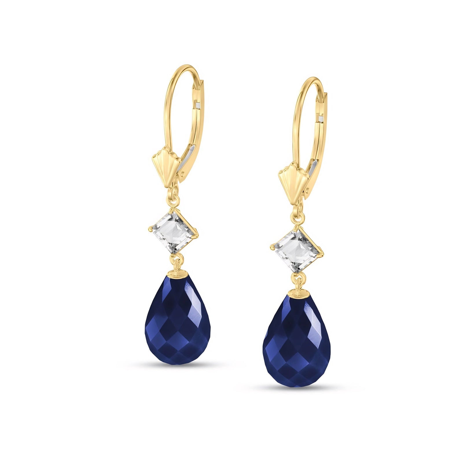 Yellow Gold Petal Earrings Sapphire 10K — Fabiola