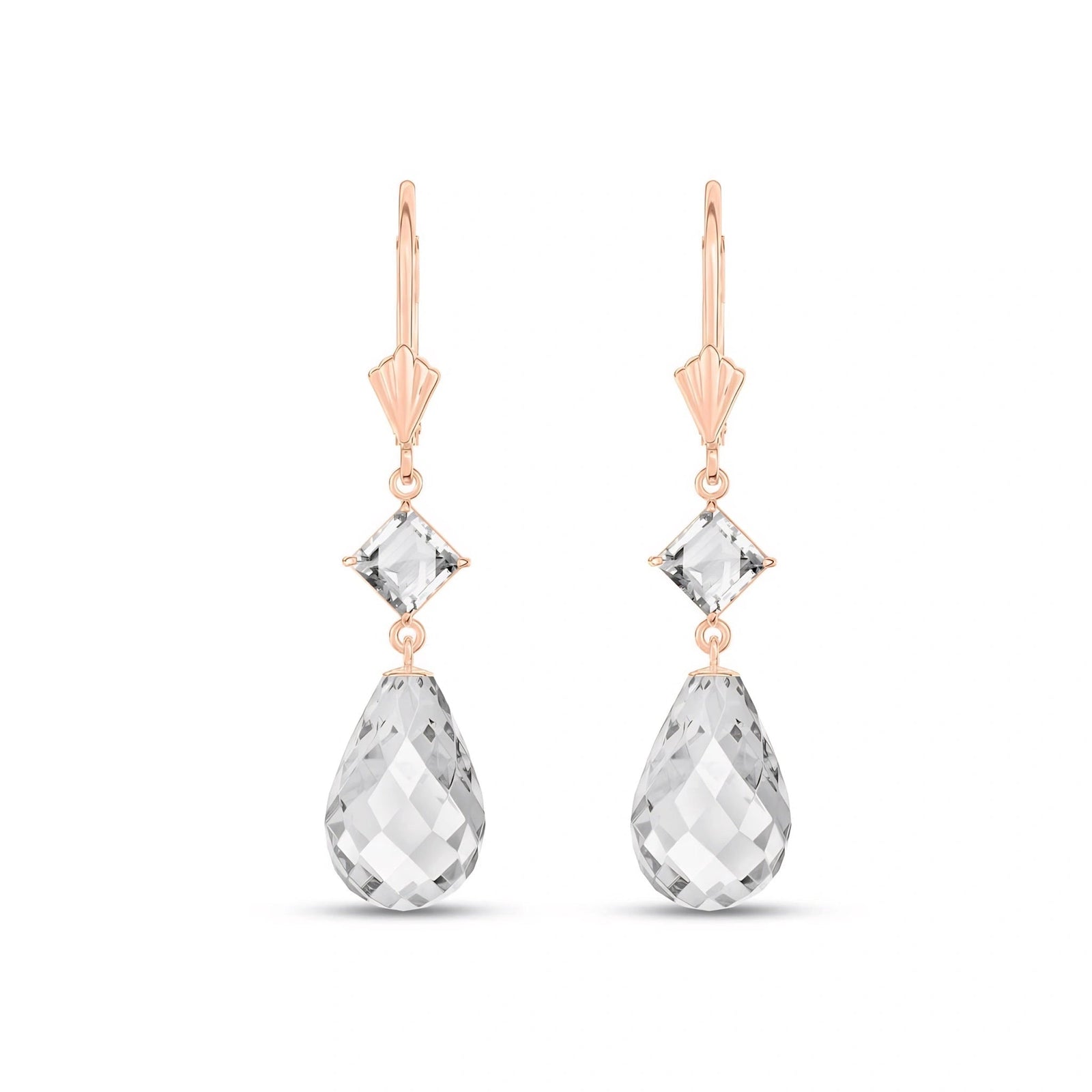 Rose Gold Petal Earrings White Topaz 10K — Fabiola