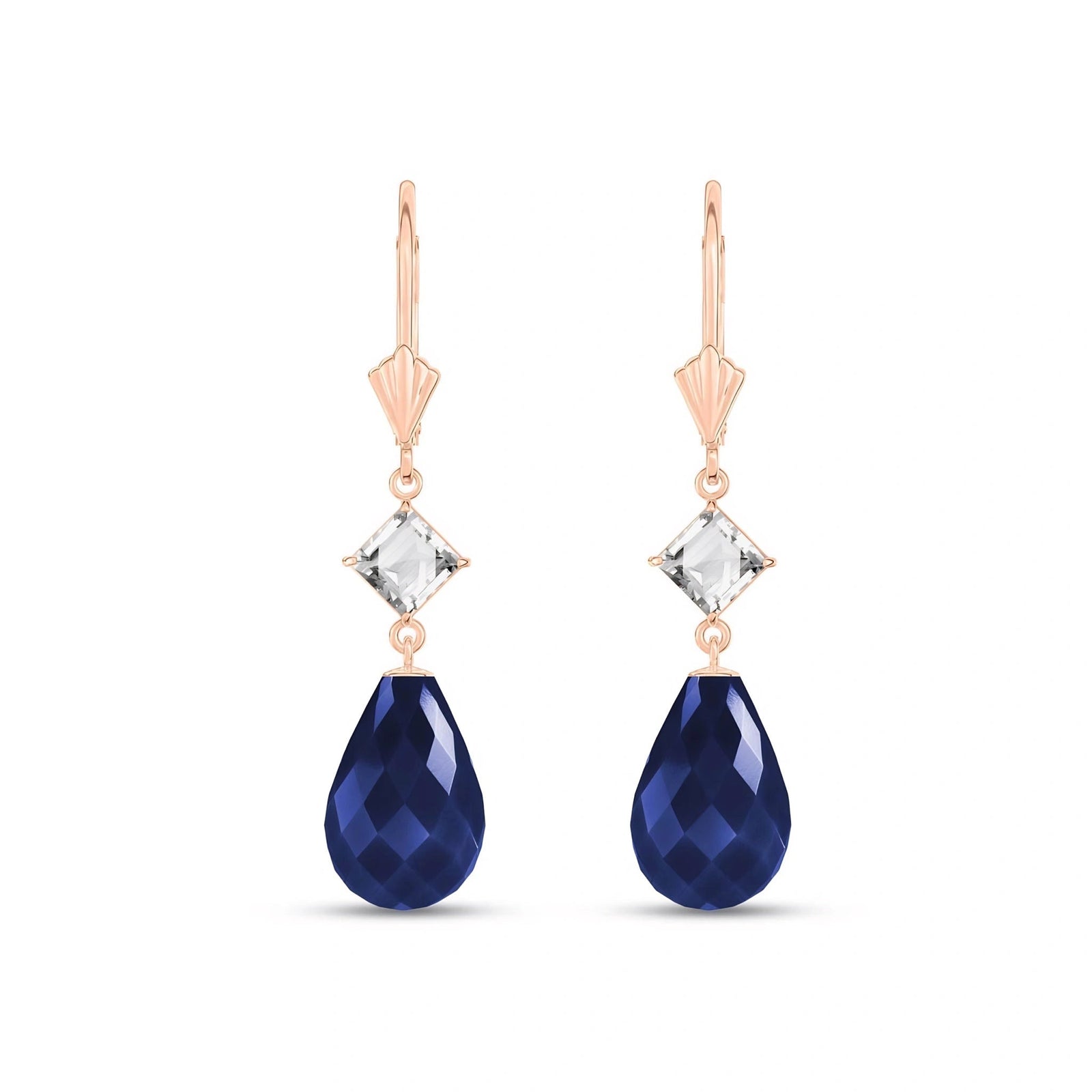 Rose Gold Petal Earrings White Topaz 10K — Fabiola