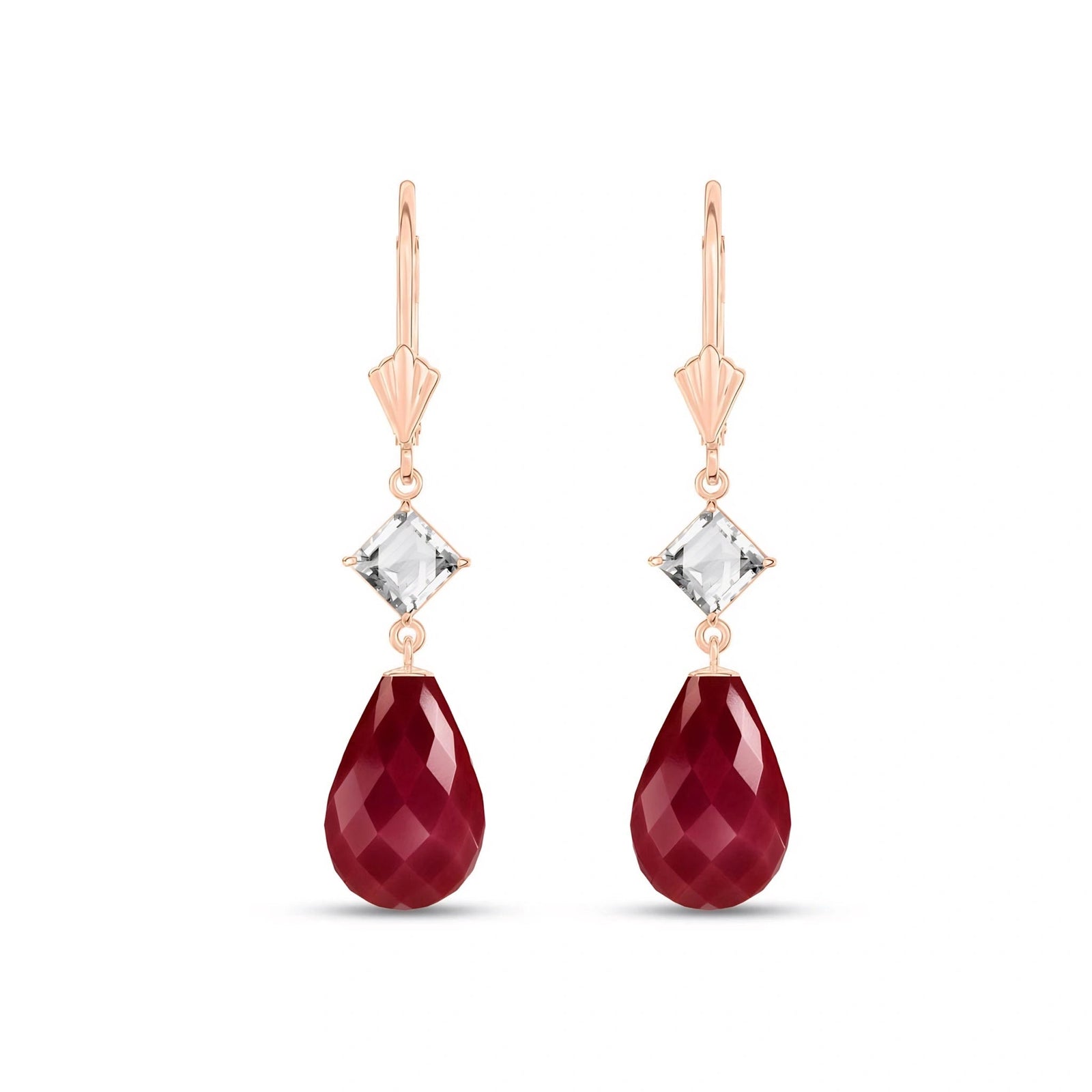 Rose Gold Petal Earrings White Topaz 10K — Fabiola