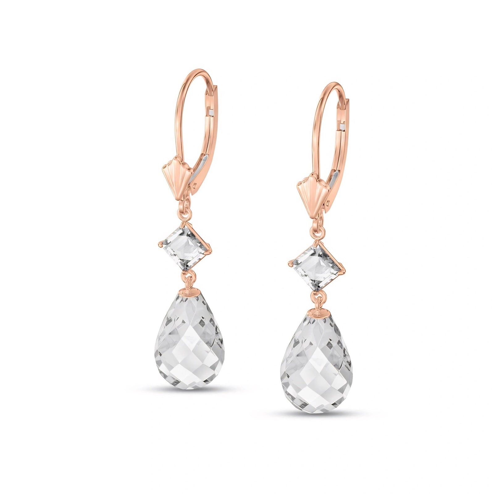 Rose Gold Petal Earrings White Topaz 10K — Fabiola