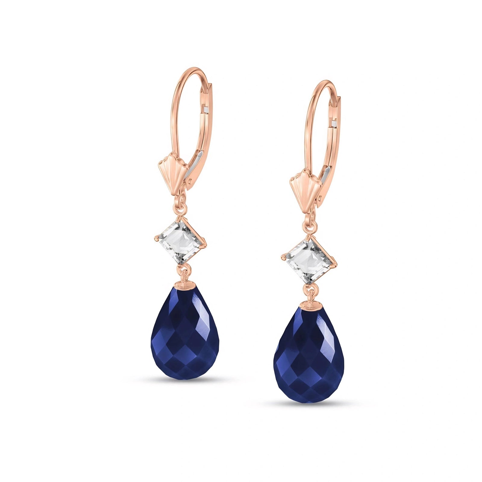 Rose Gold Petal Earrings White Topaz 10K — Fabiola