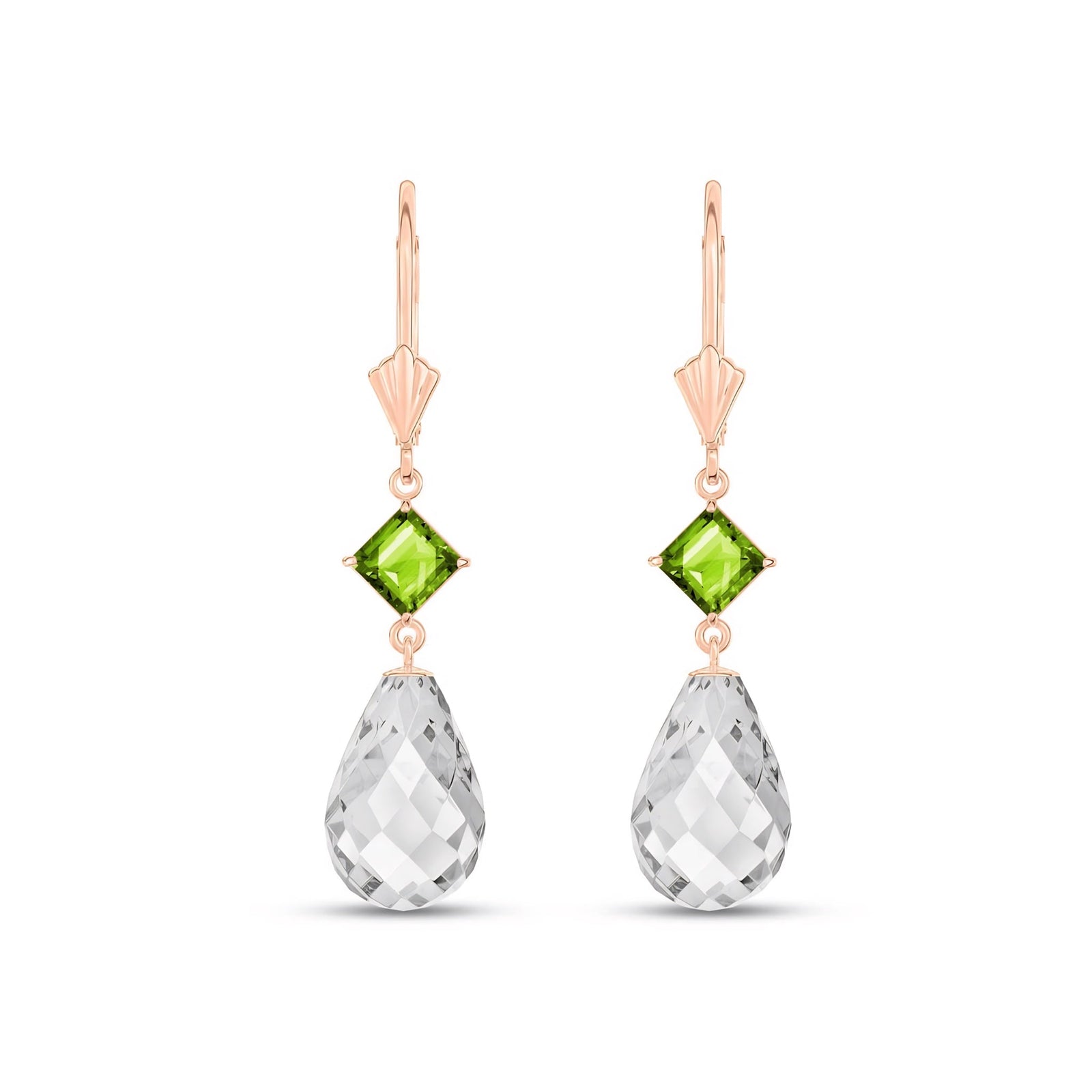 Rose Gold Petal Earrings White Topaz 10K — Fabiola