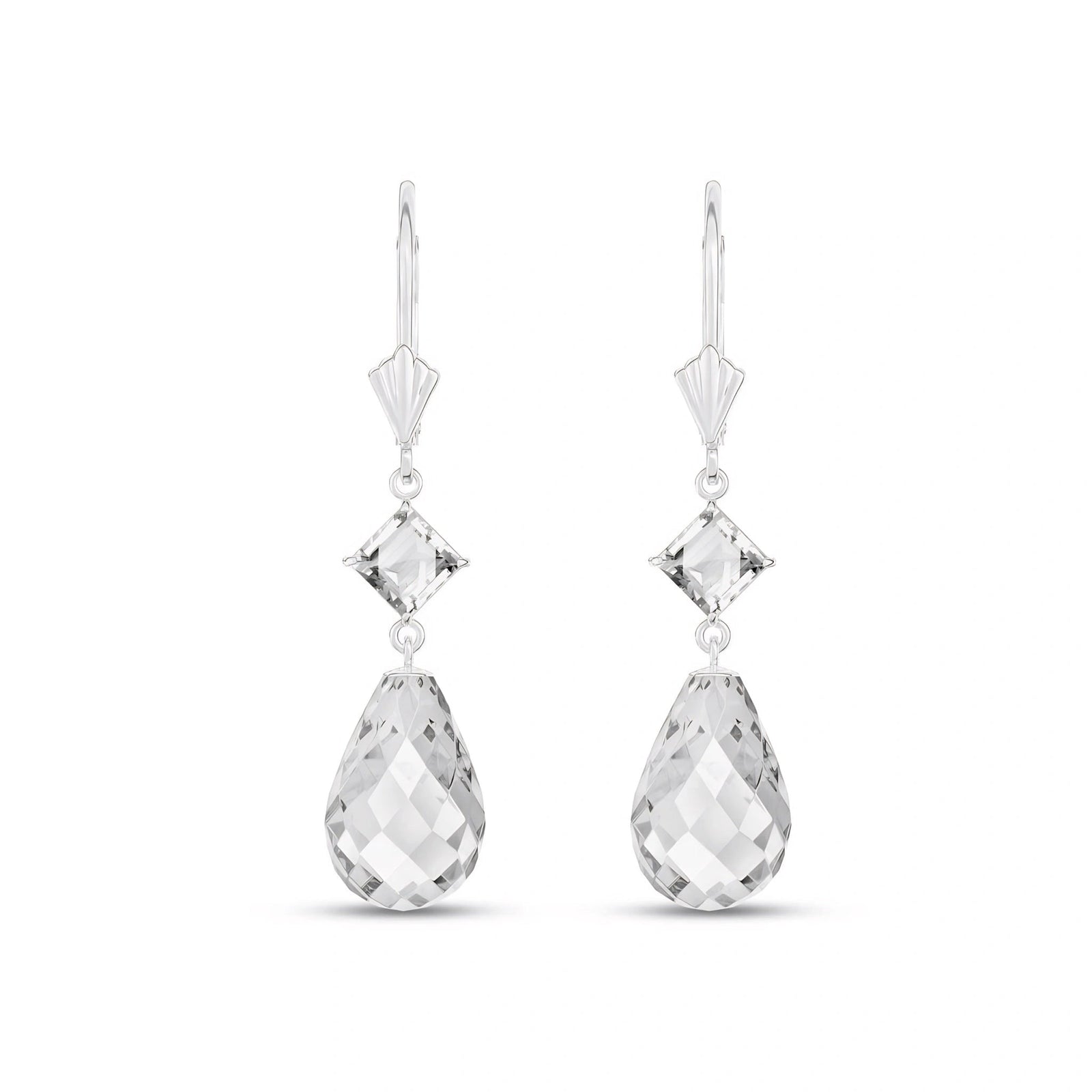 White Gold Petal Earrings White Topaz 10K — Fabiola