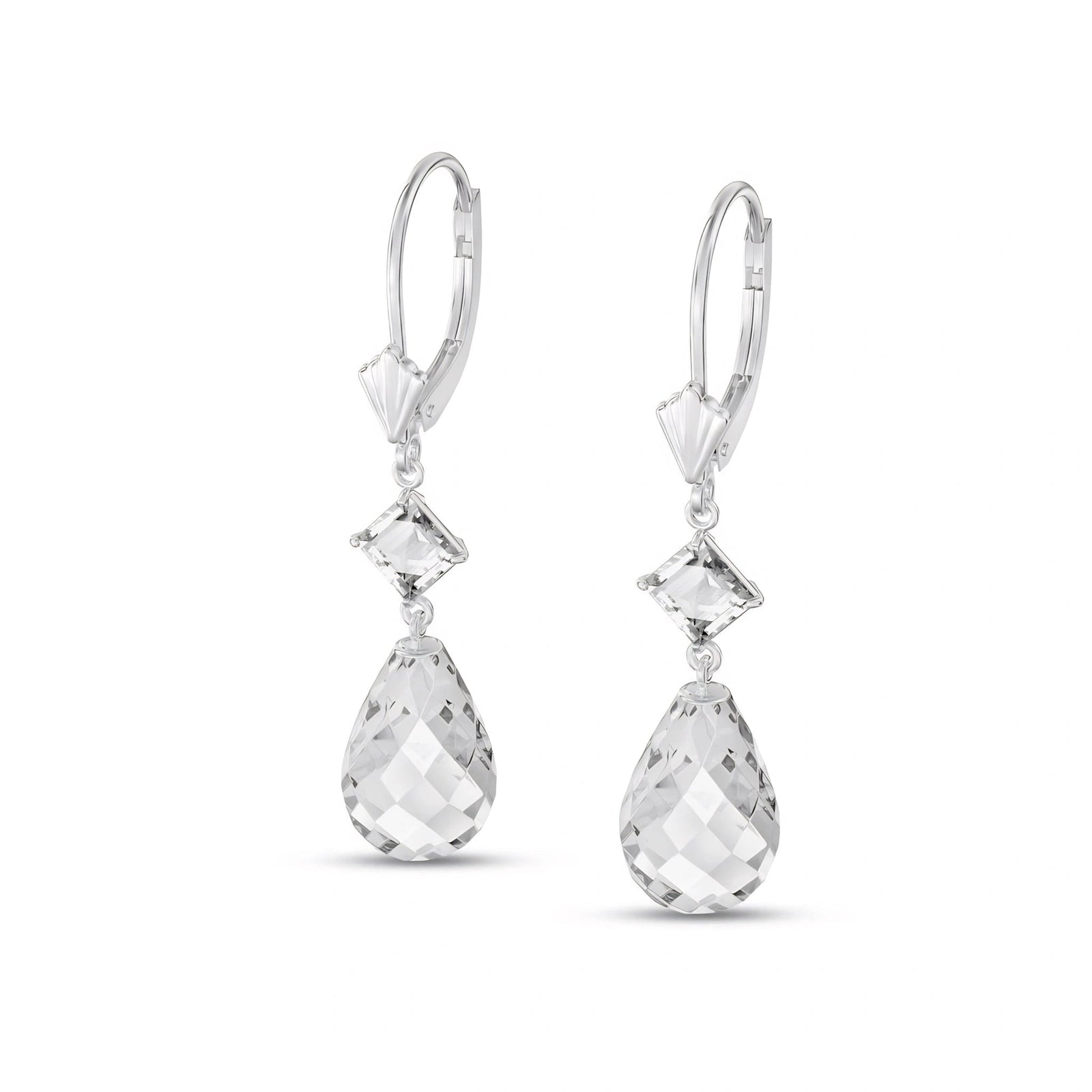 White Gold Petal Earrings White Topaz 10K — Fabiola