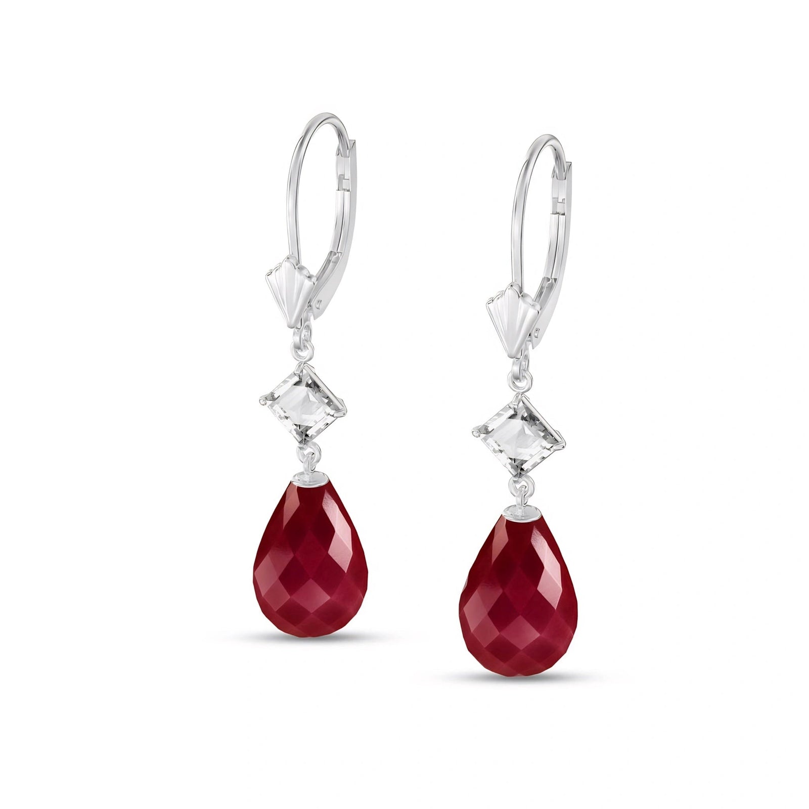 White Gold Petal Earrings White Topaz 10K — Fabiola