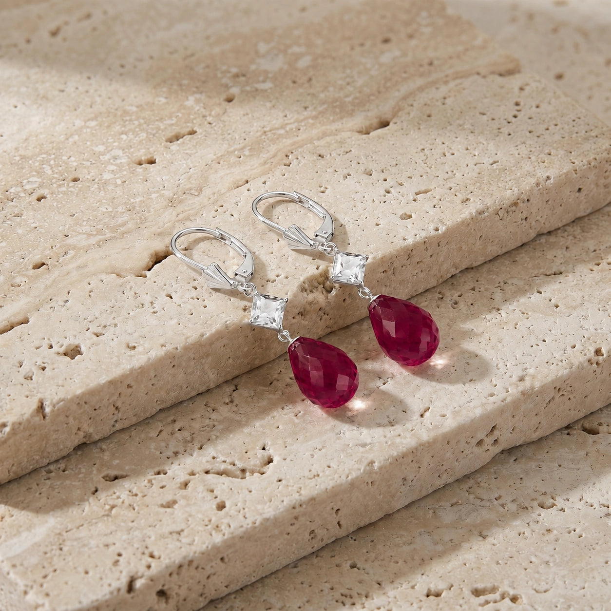 White Gold Petal Earrings White Topaz 10K — Fabiola