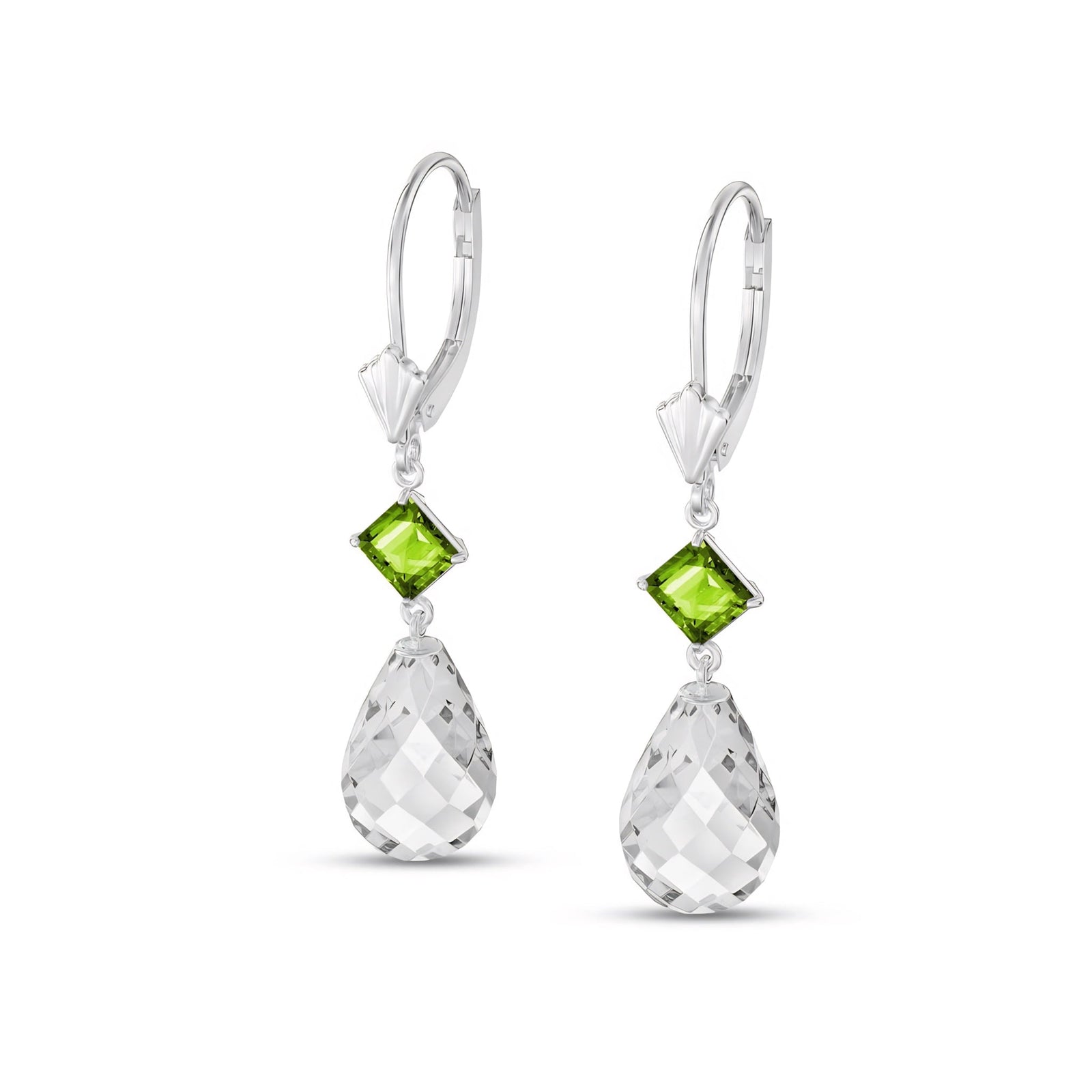 White Gold Petal Earrings White Topaz 10K — Fabiola