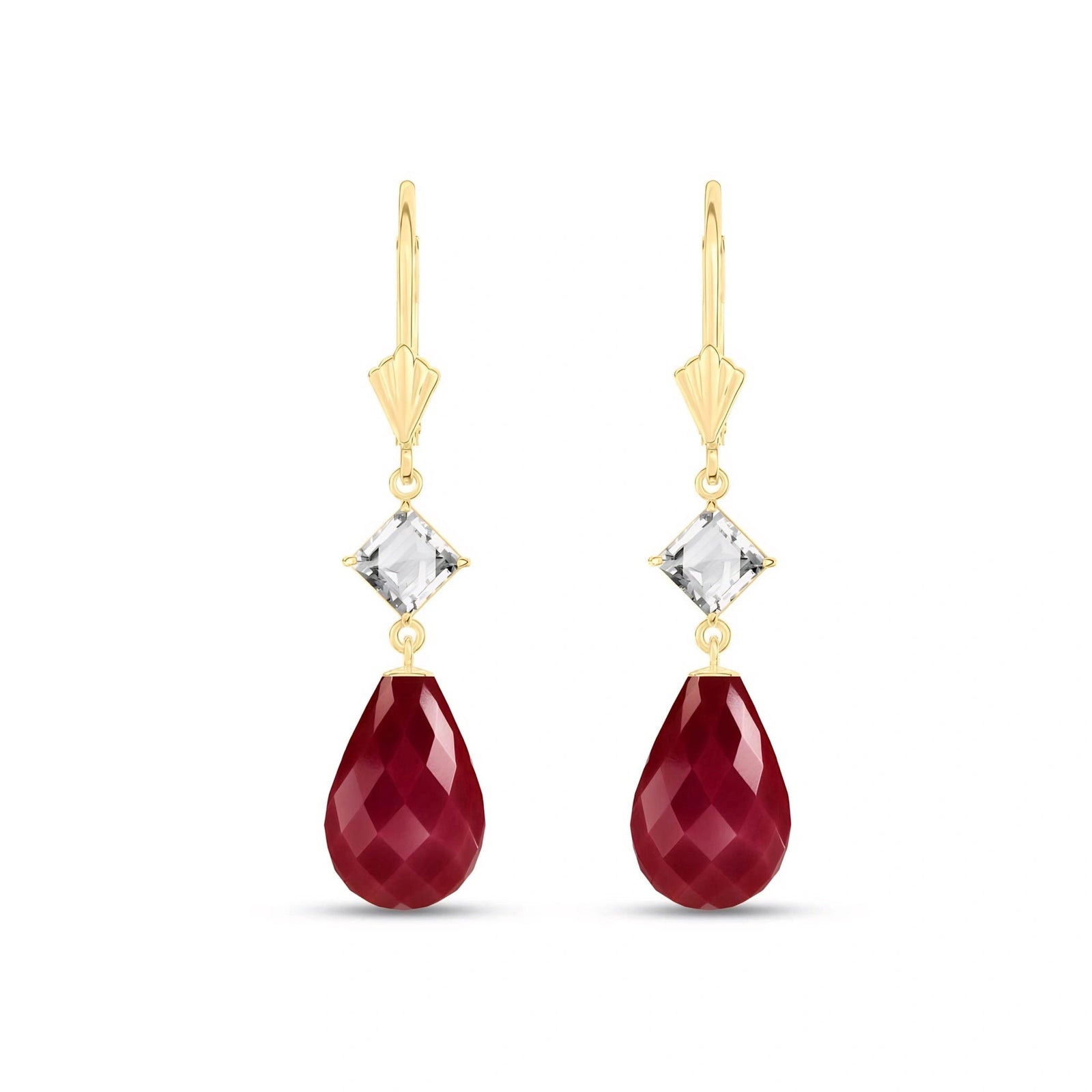 Yellow Gold Petal Earrings White Topaz 10K — Fabiola