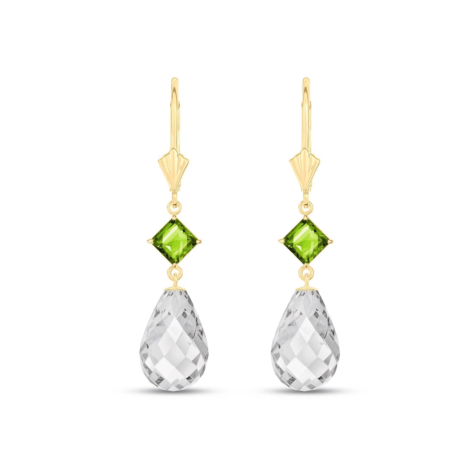 Yellow Gold Petal Earrings White Topaz 10K — Fabiola