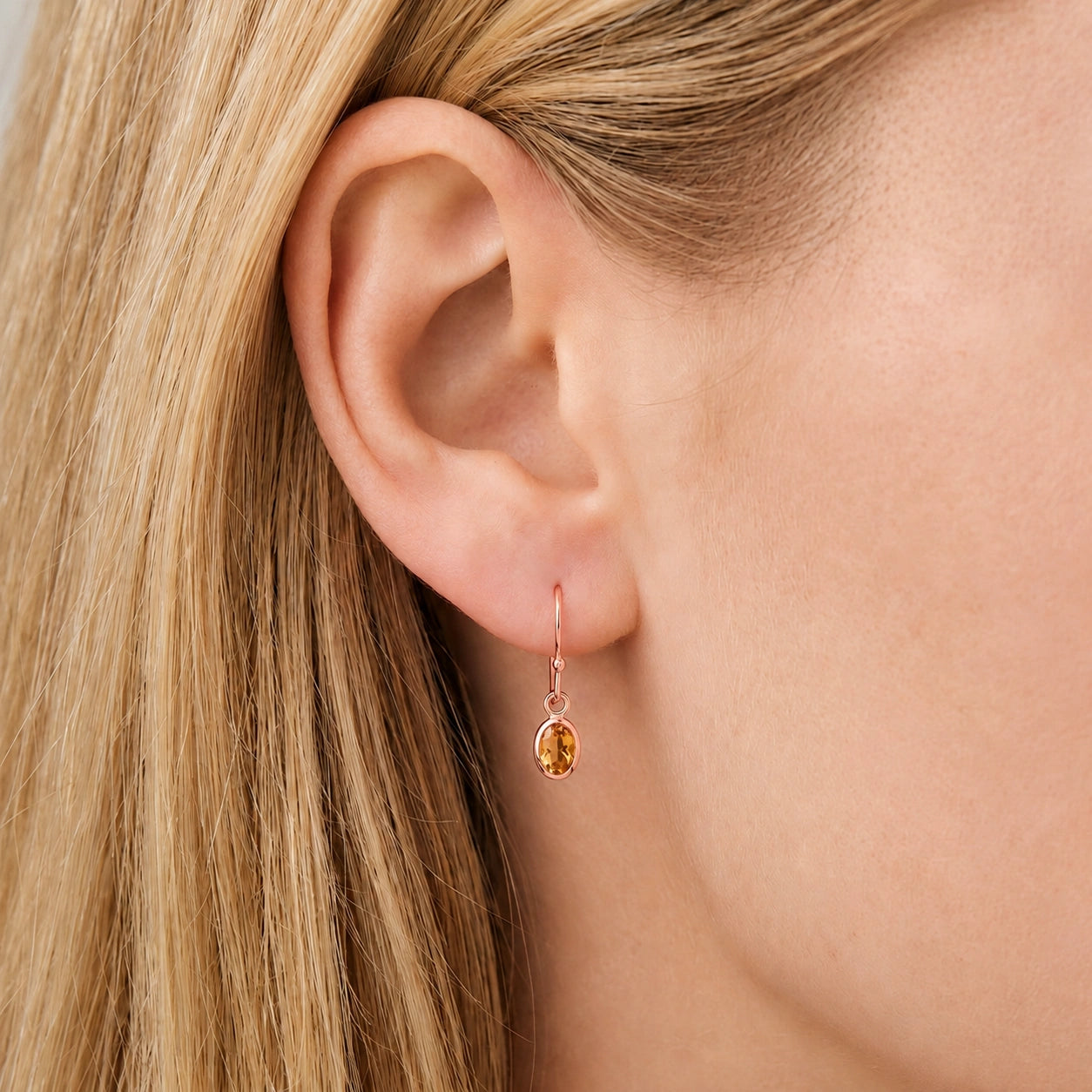 Rose Gold Earrings Citrine 10K — Dalia