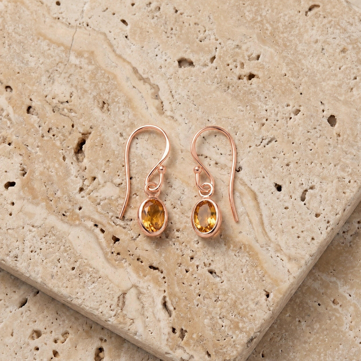 Rose Gold Earrings Citrine 10K — Dalia