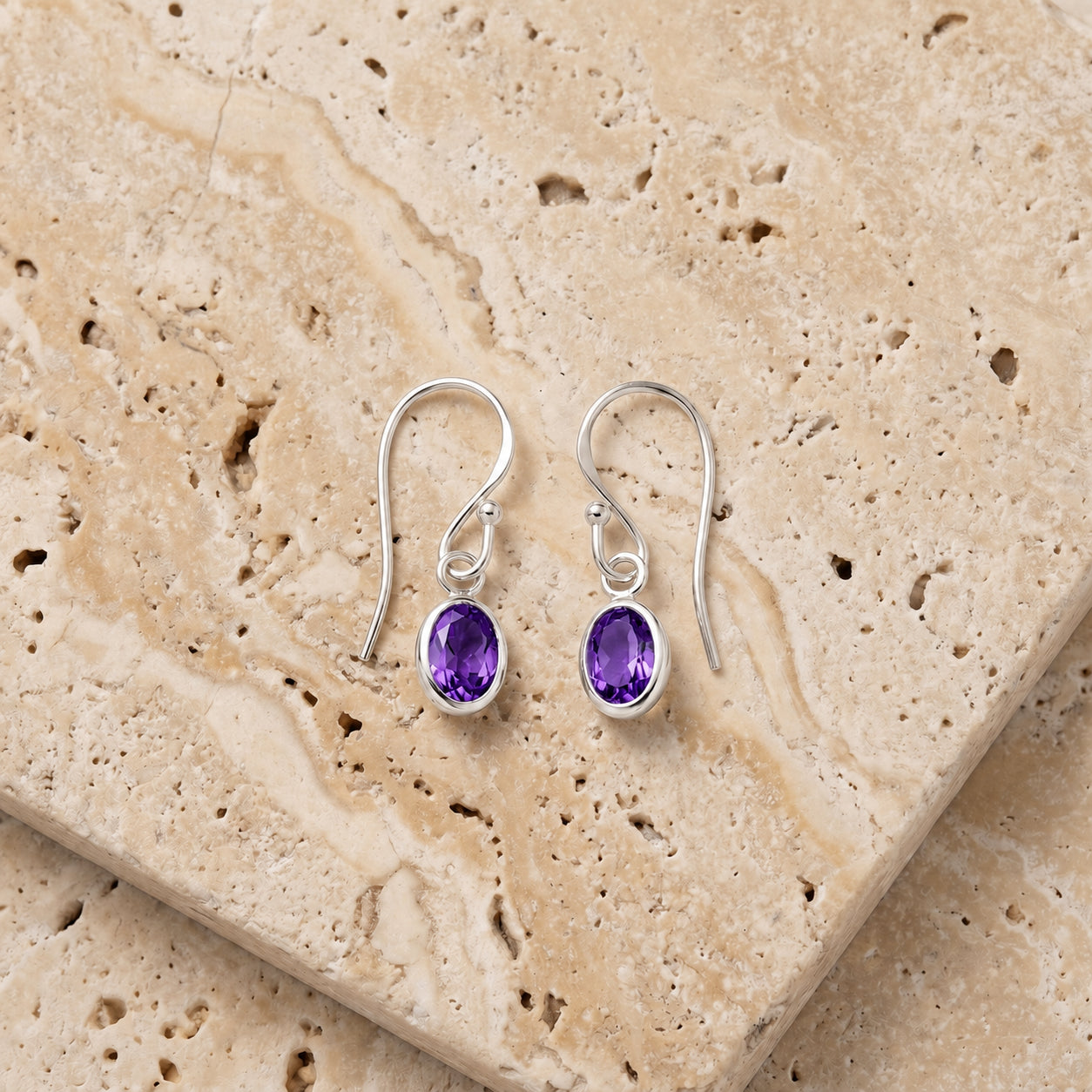 White Gold Earrings Citrine 10K — Dalia