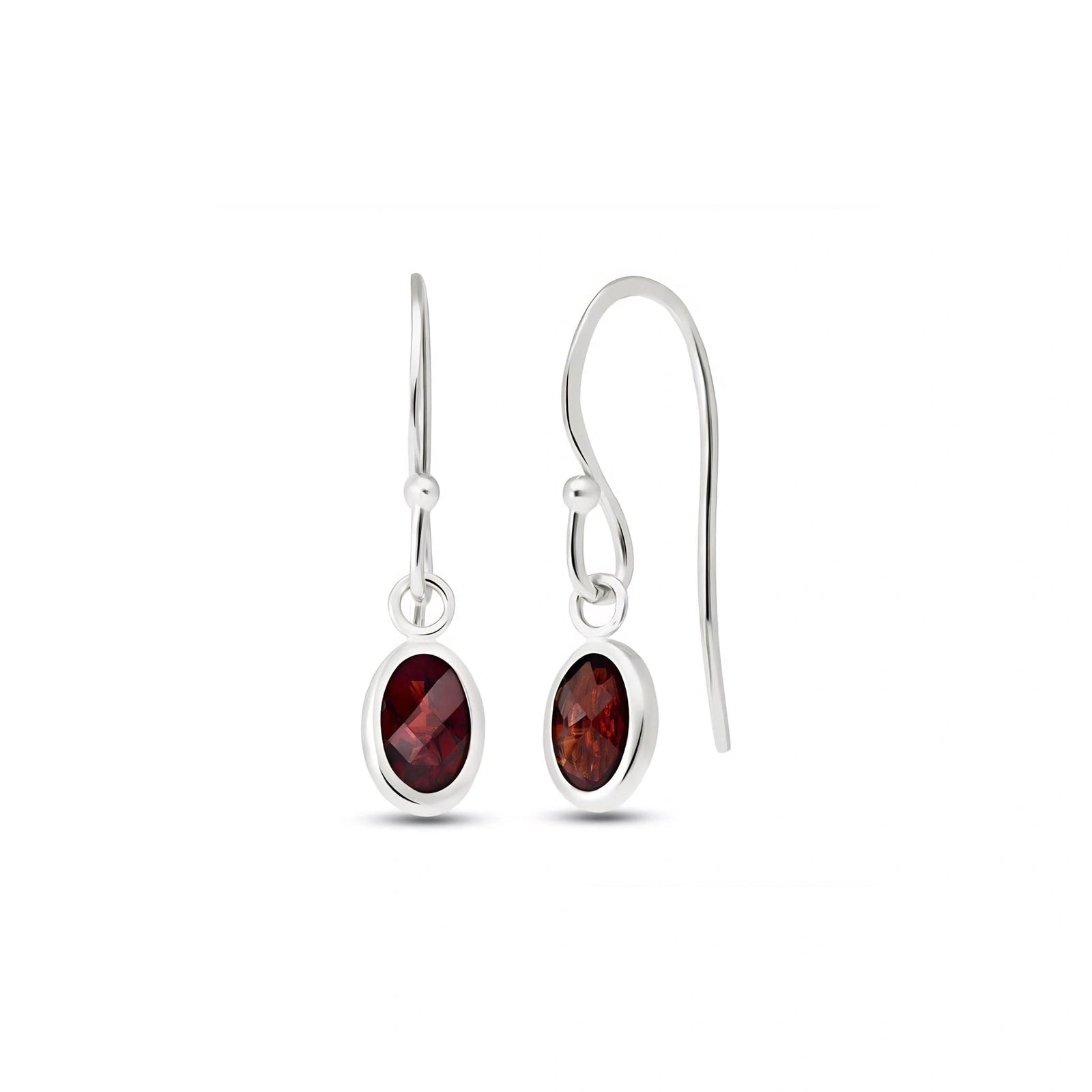 White Gold Earrings Garnet 10K — Dalia