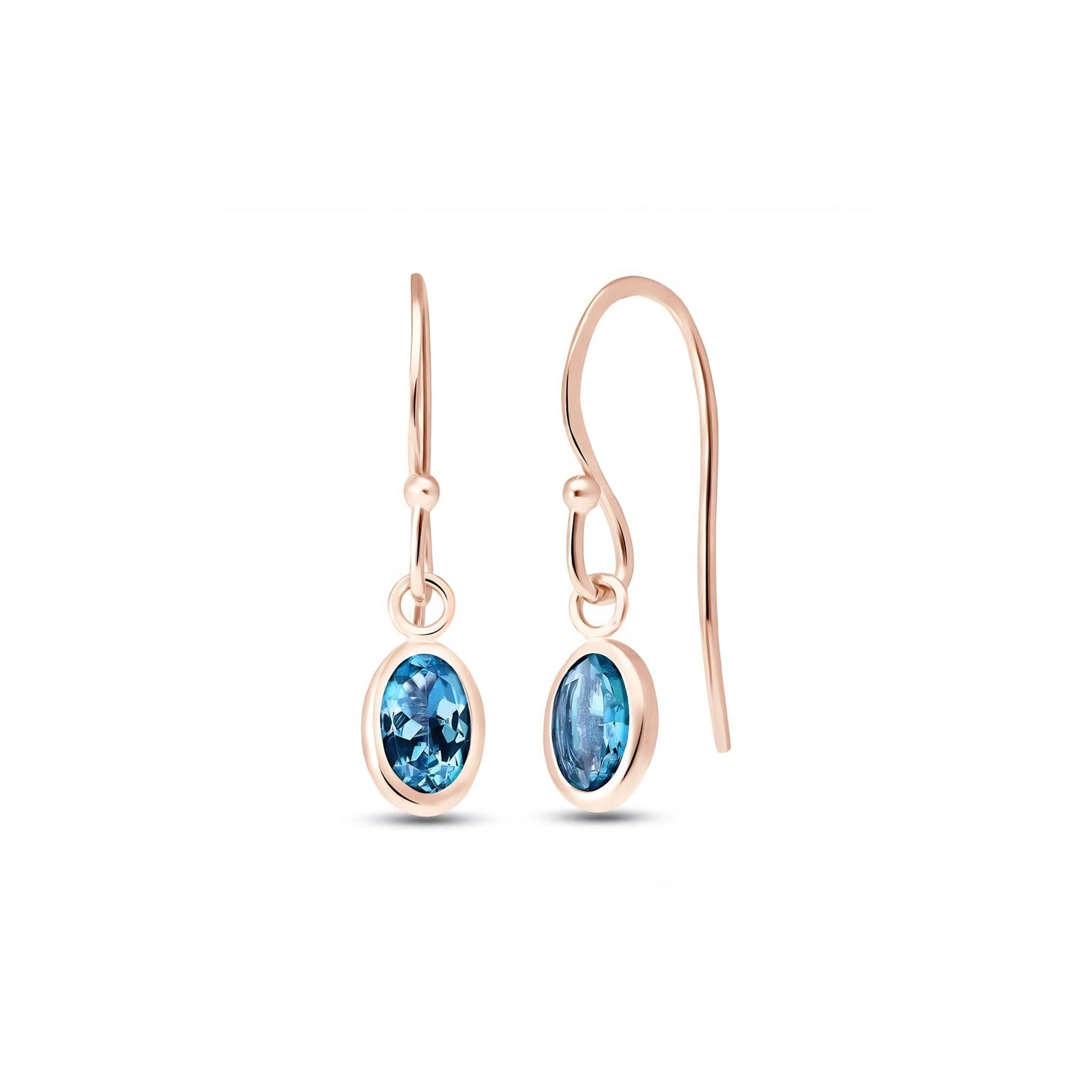 Rose Gold Earrings Blue Topaz 10K — Dalia