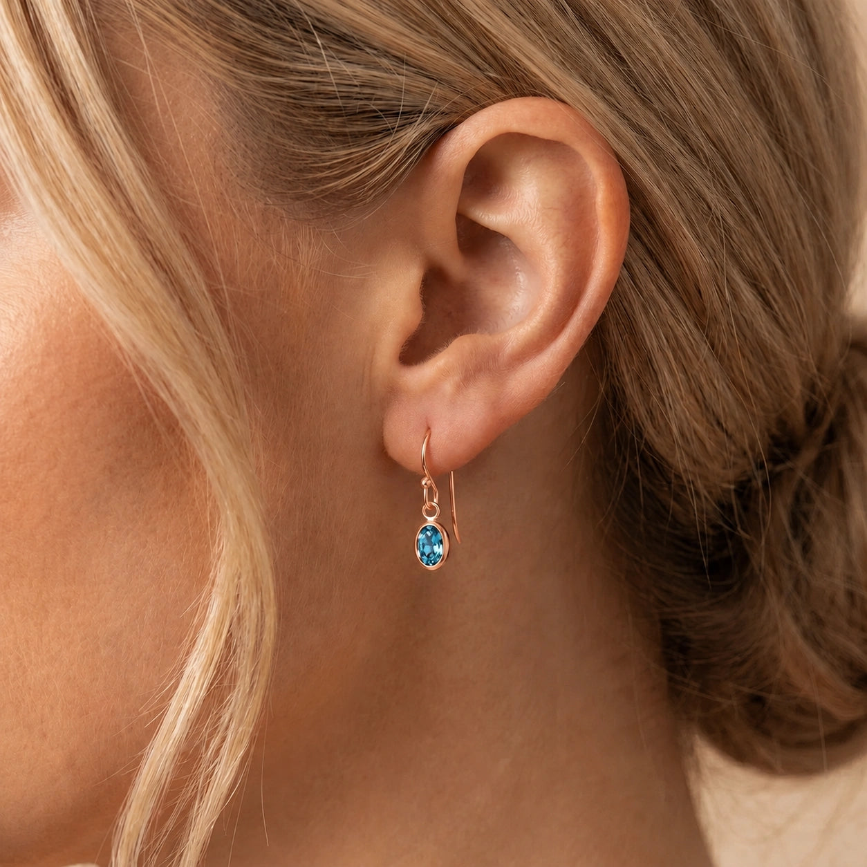 Rose Gold Earrings Blue Topaz 10K — Dalia