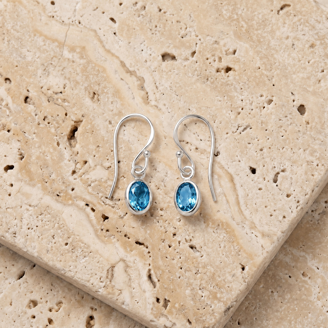 White Gold Earrings Blue Topaz 10K — Dalia