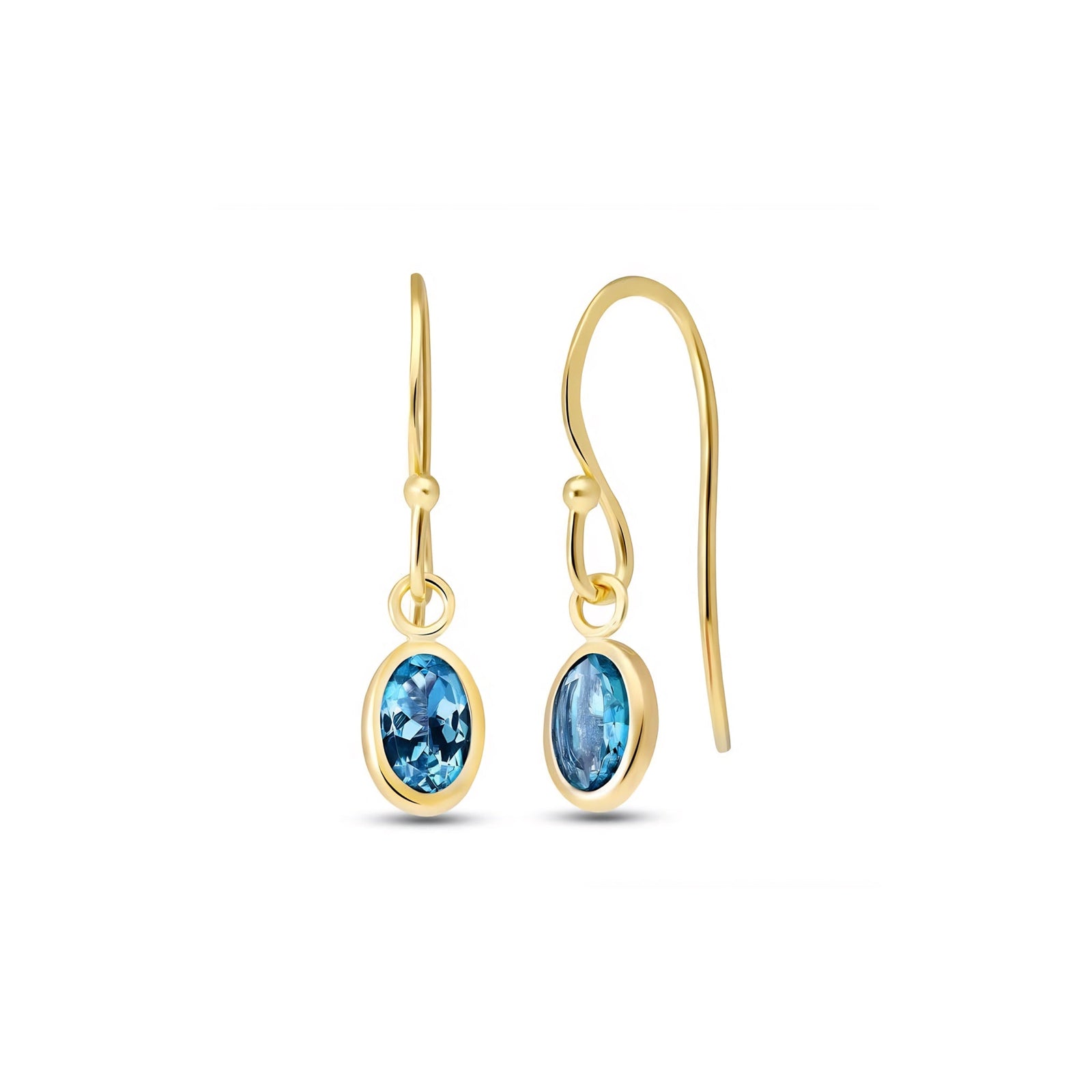 Yellow Gold Earrings Blue Topaz 10K — Dalia