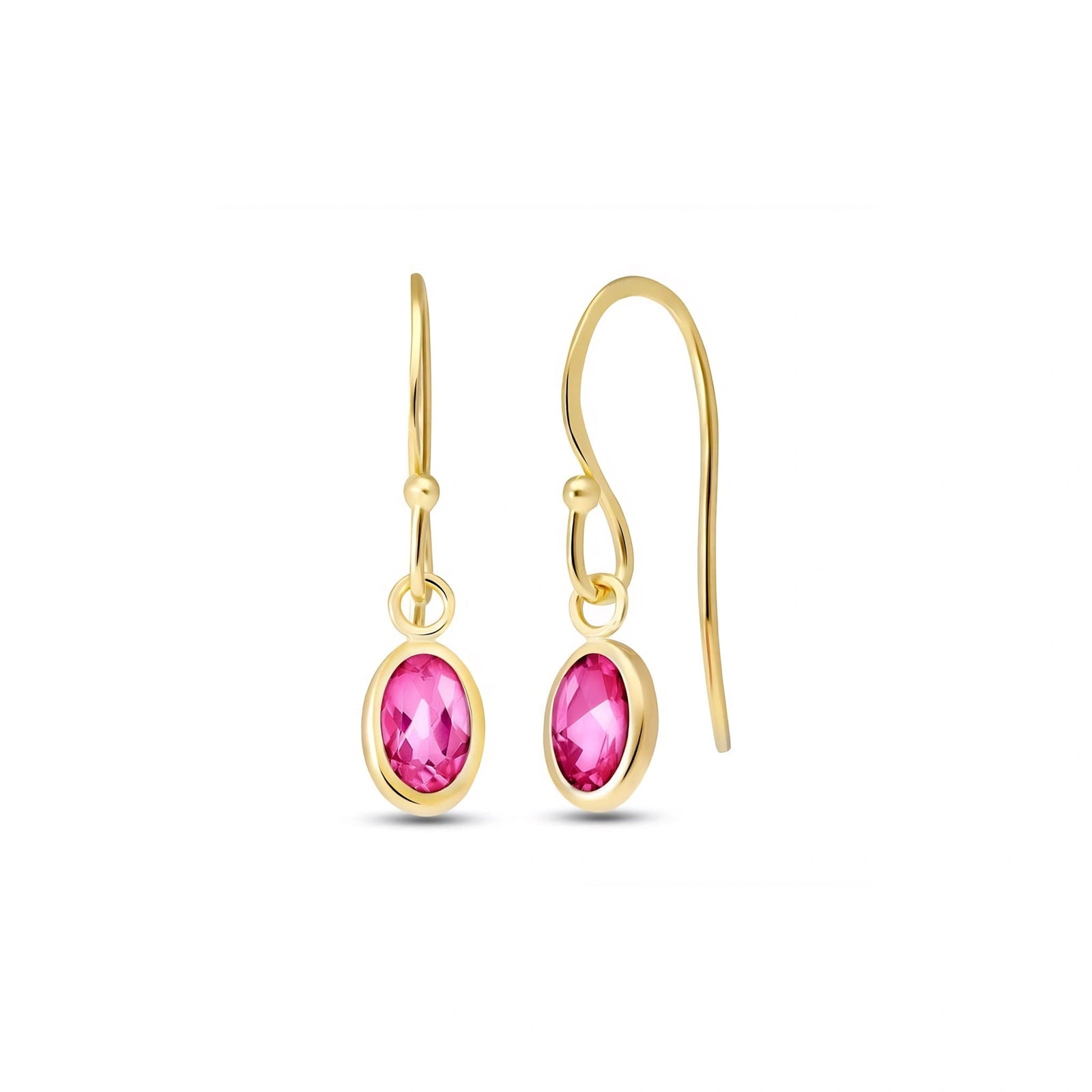 Yellow Gold Earrings Pink Topaz 10K — Dalia