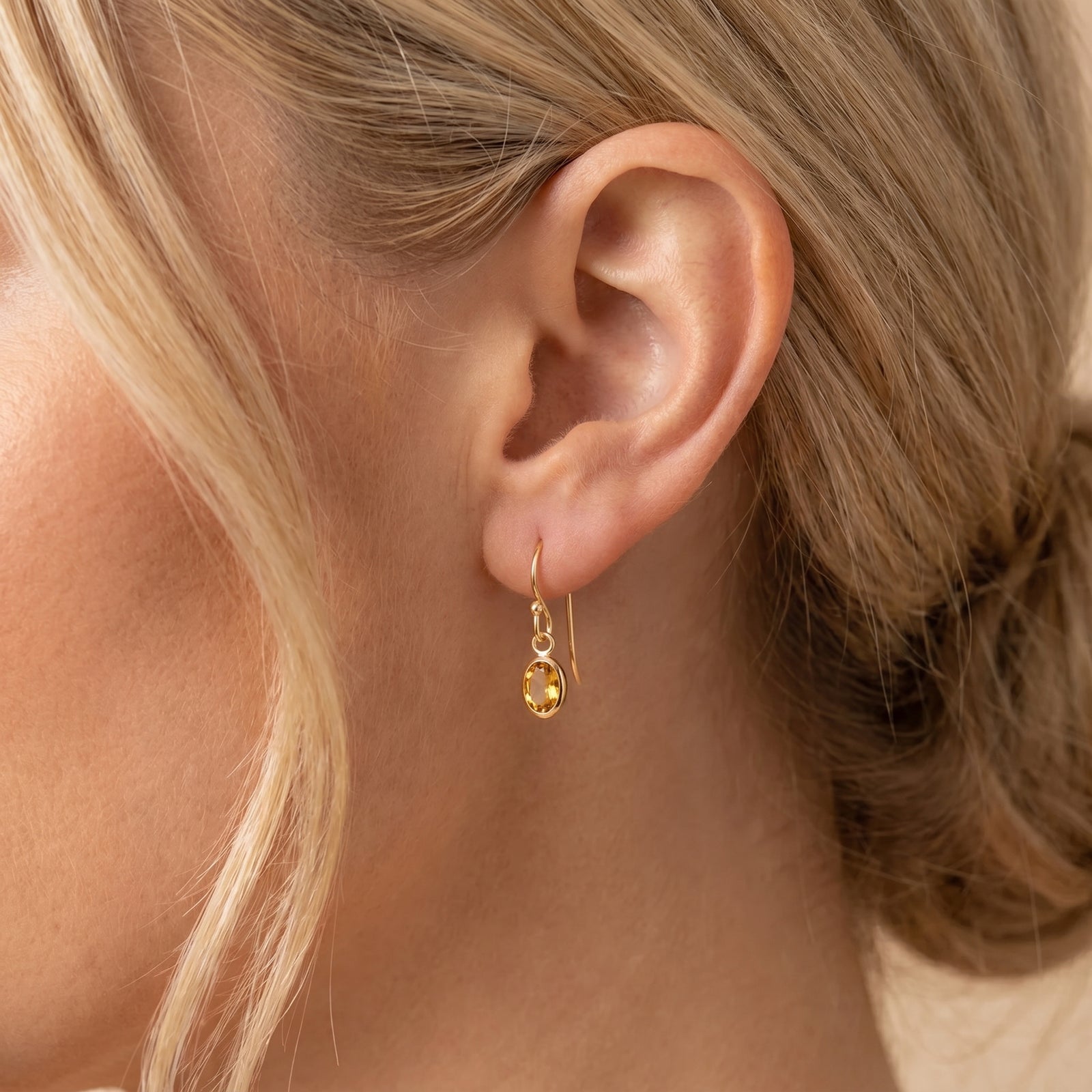 Yellow Gold Earrings Pink Topaz 10K — Dalia