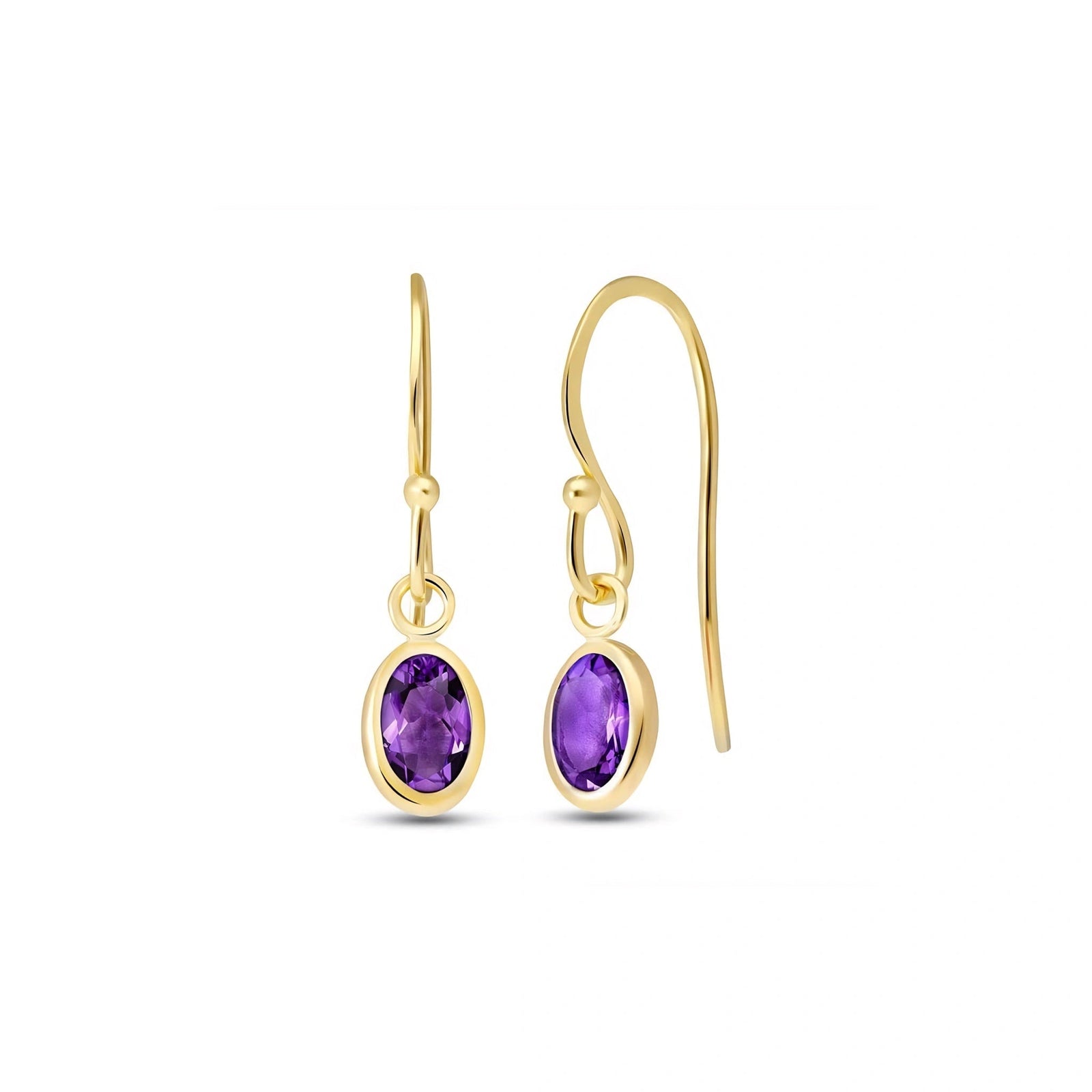 Yellow Gold Earrings Amethyst 10K — Dalia
