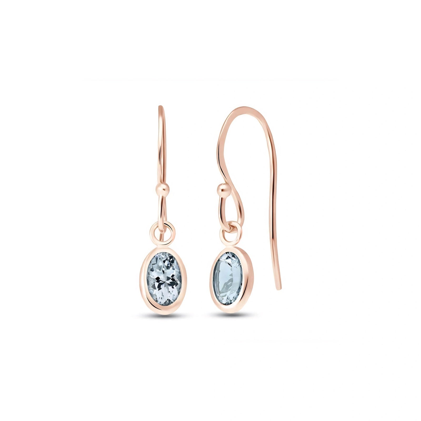 Rose Gold Earrings Aquamarine 10K — Dalia