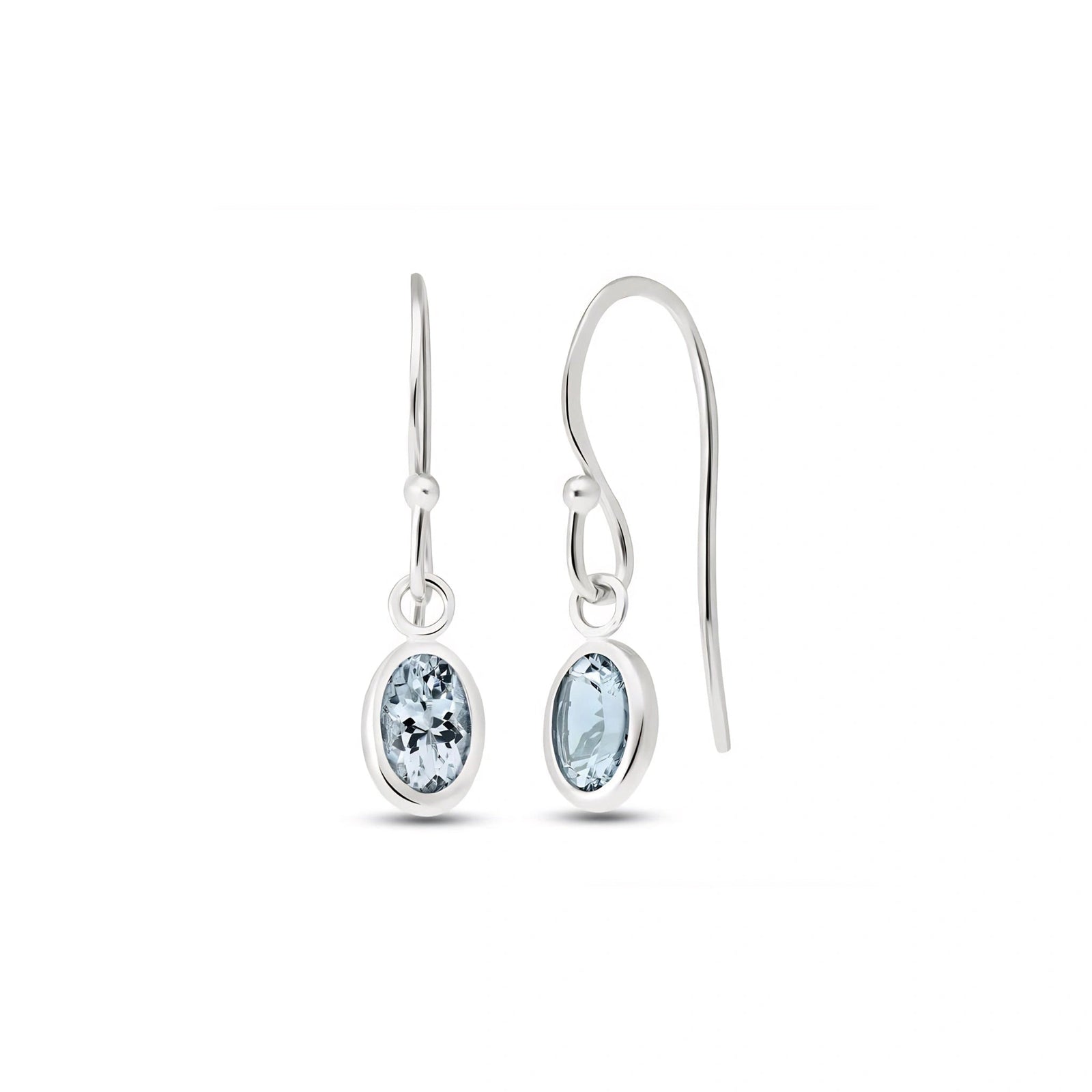 White Gold Earrings Aquamarine 10K — Dalia