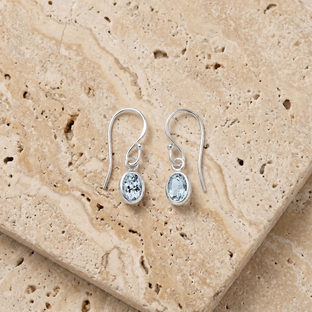 White Gold Earrings Aquamarine 10K — Dalia
