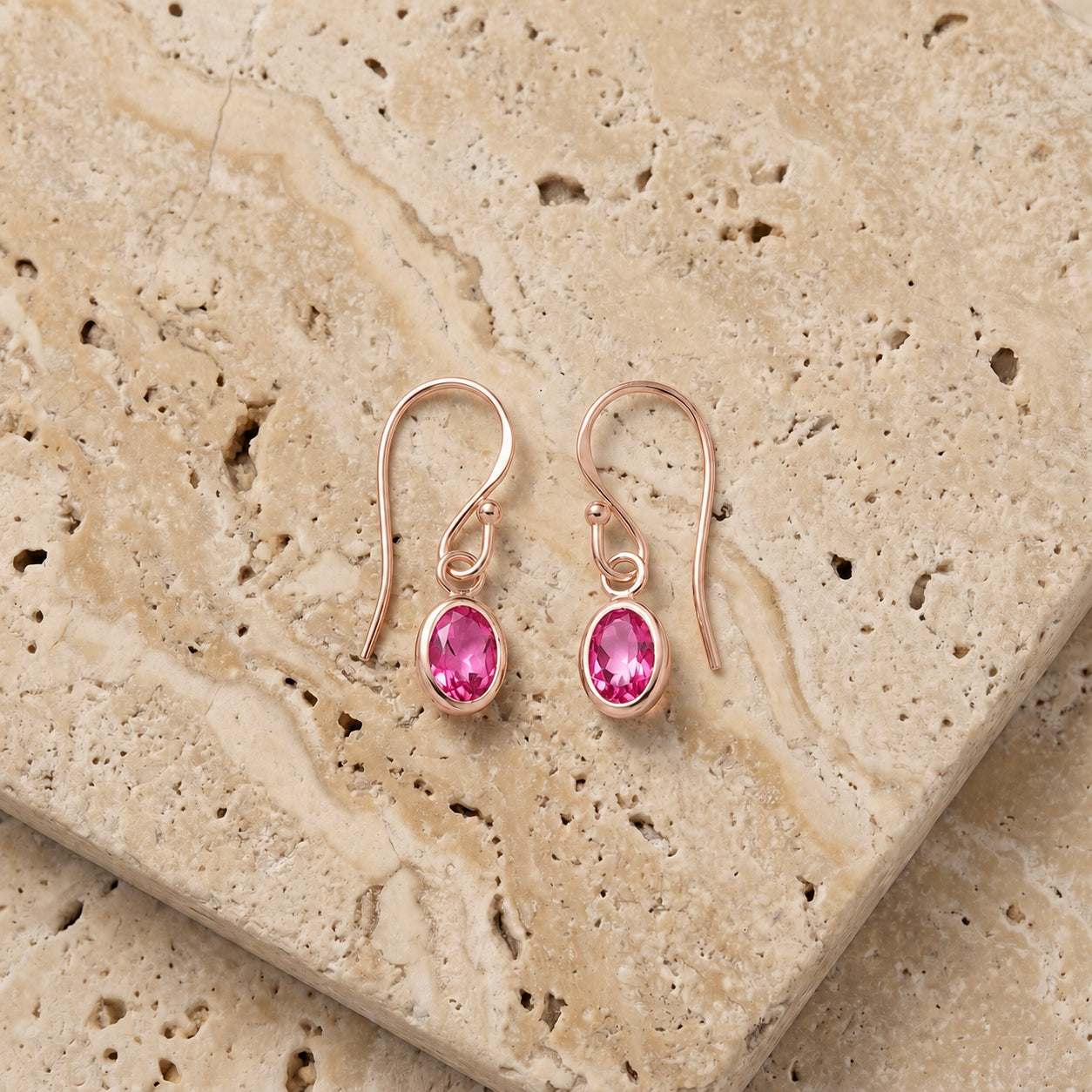 Rose Gold Earrings Ruby 10K — Dalia