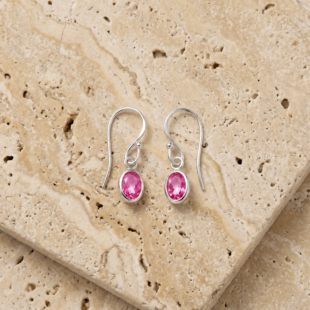 White Gold Earrings Ruby 10K — Dalia