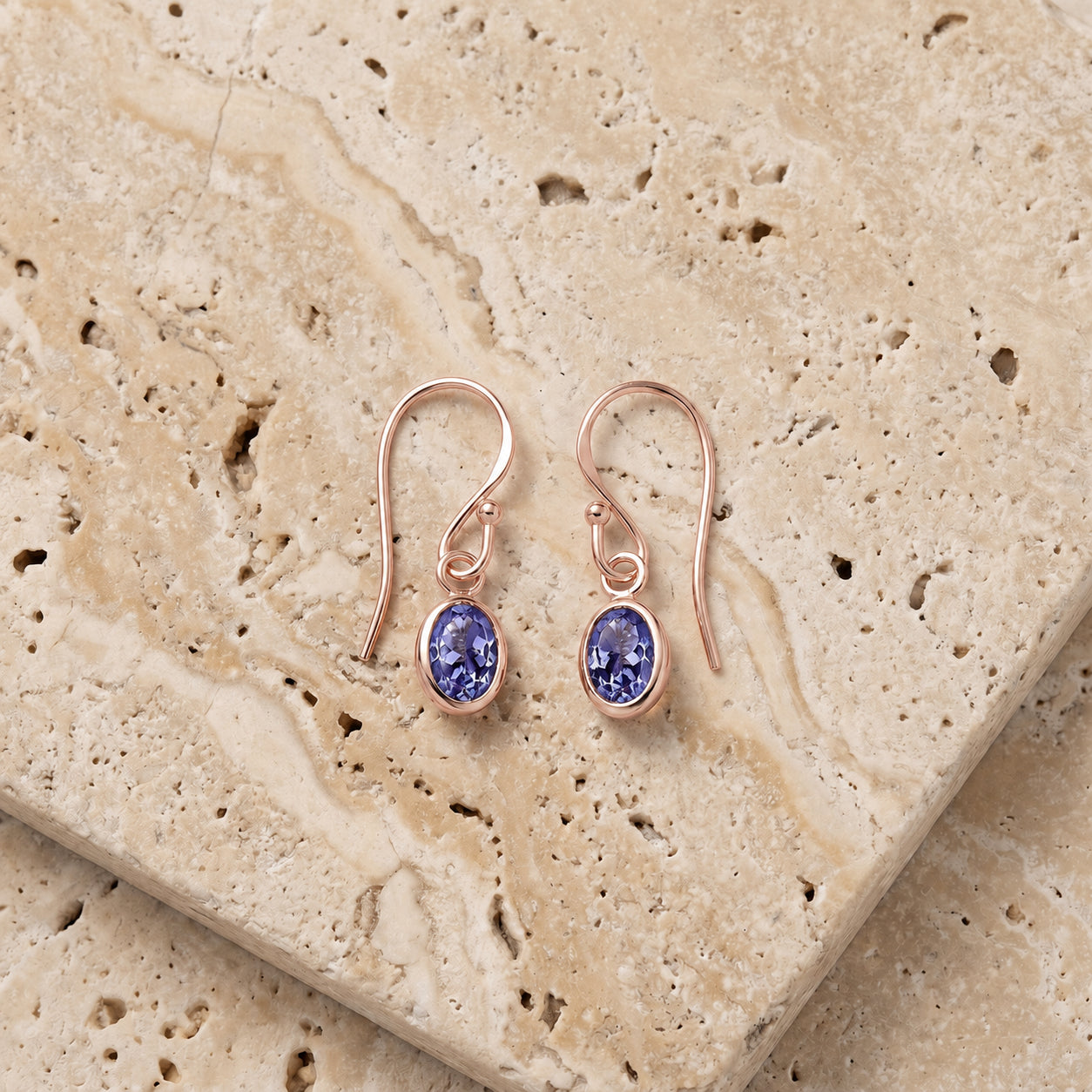 Rose Gold Earrings Emerald 10K — Dalia