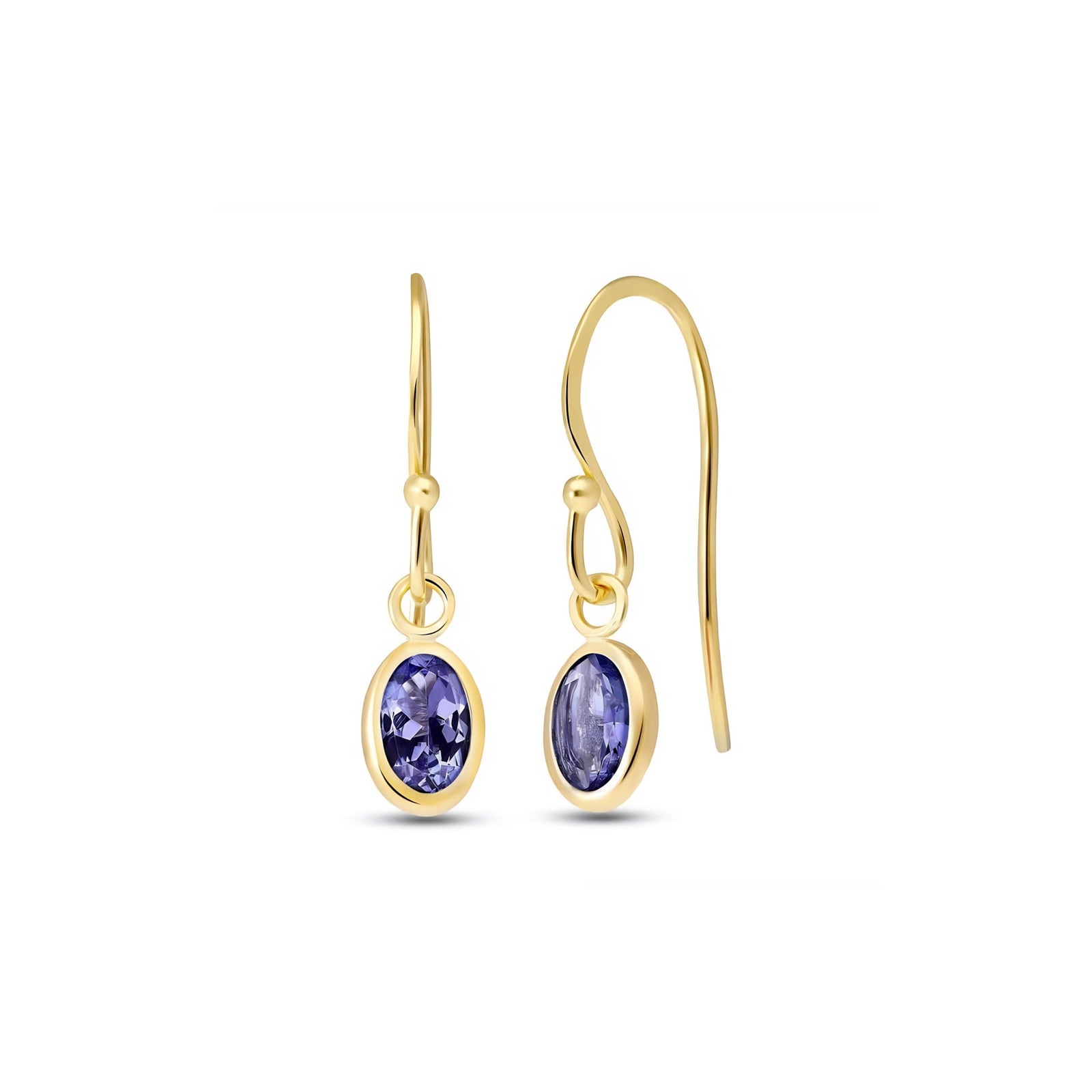 Yellow Gold Earrings Emerald 10K — Dalia