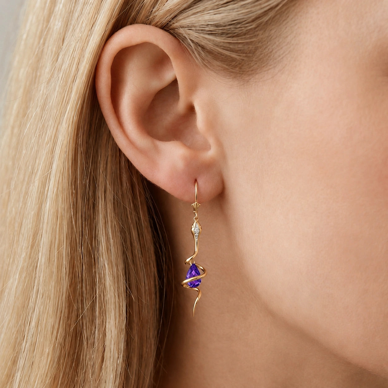 Yellow Gold Amethyst & Diamond — Mariafioretta