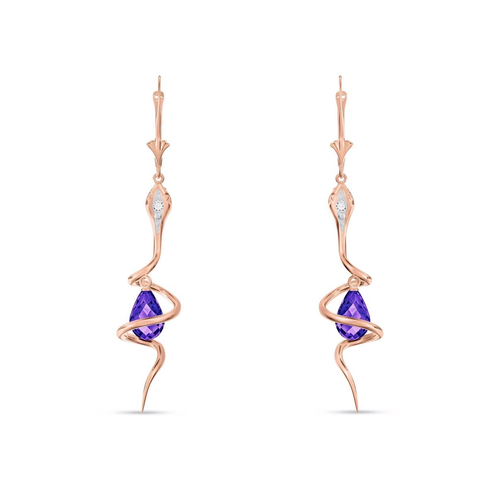 Rose Gold Earrings Amethyst 10K — Gioia